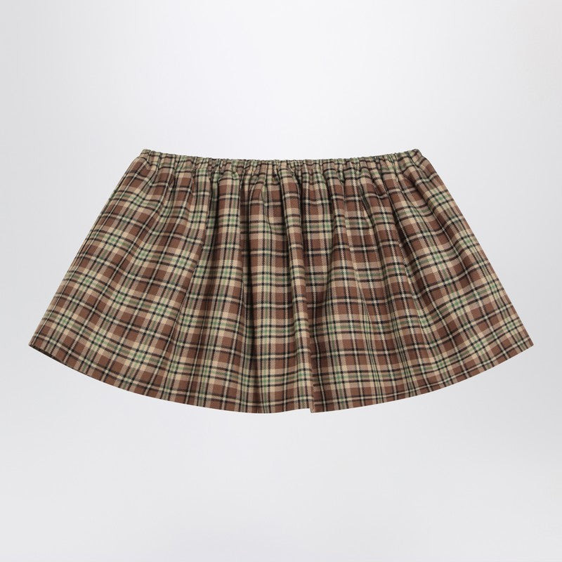 Miu Miu Camel/Tobacco Check Mini Skirt Women - 2