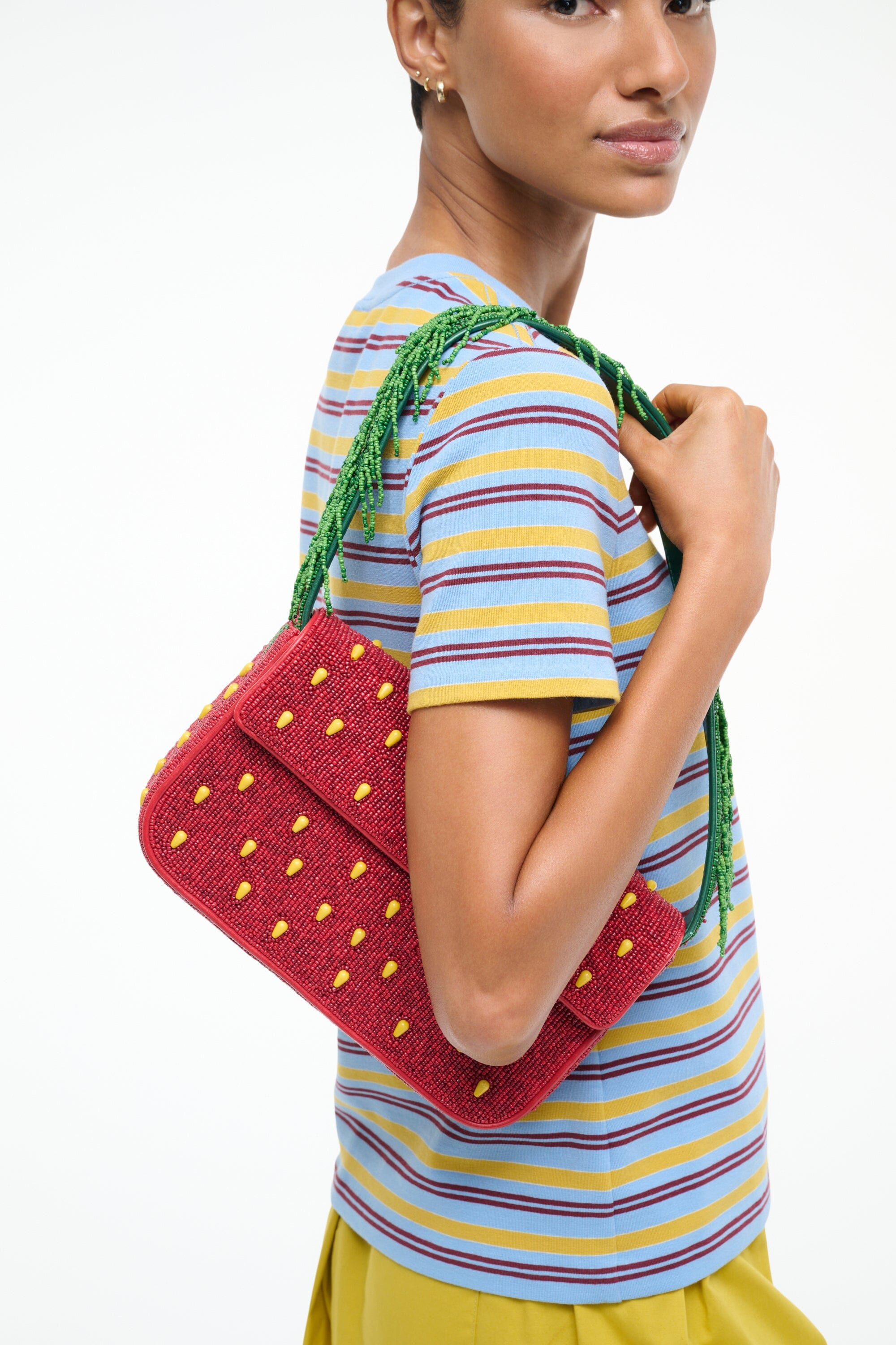STAUD TOMMY BEADED BAG STRAWBERRY DREAM - 7