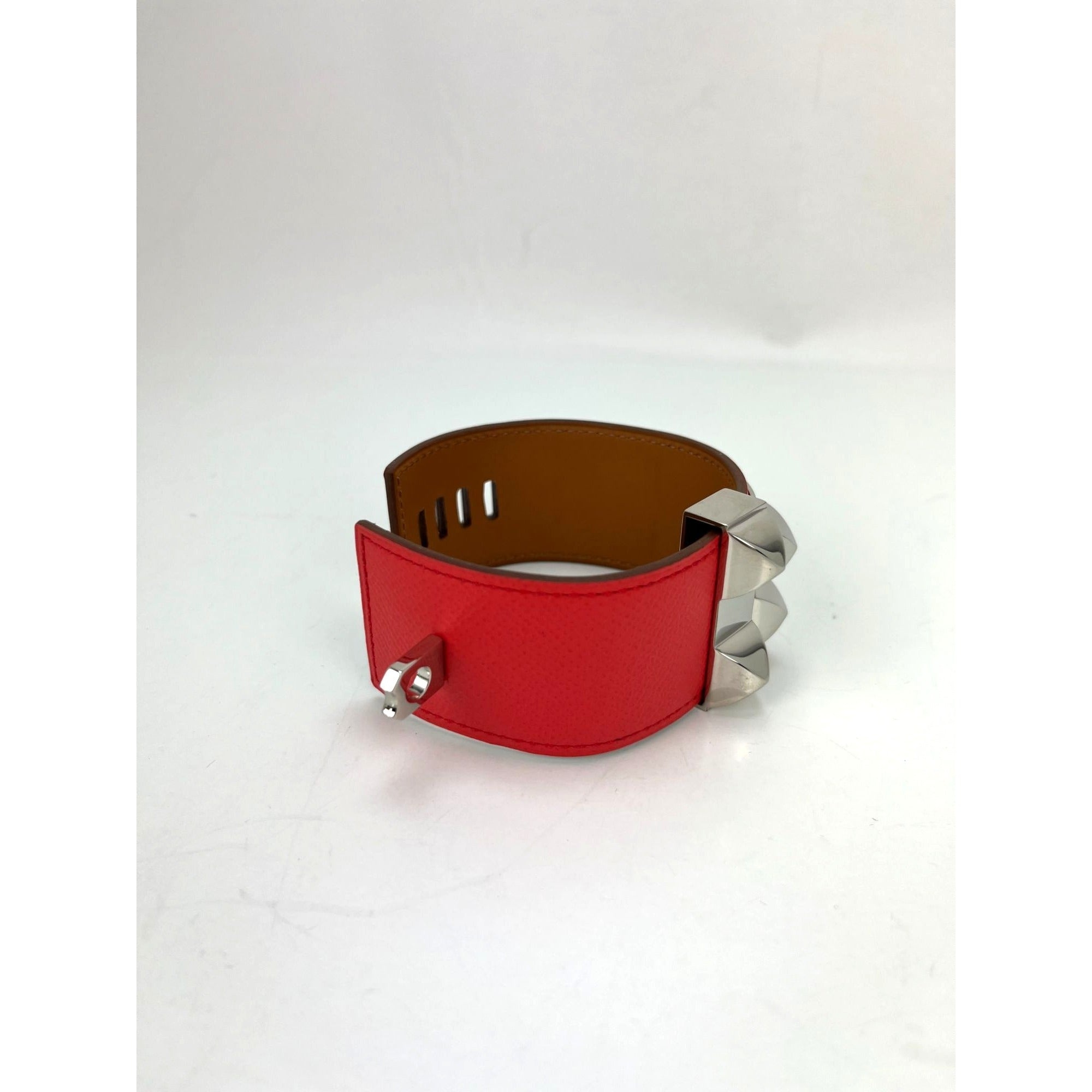 Hermes Leather COLLIER DE CHIEN CDC Rose Jaipur Epsom Bracelet - 3