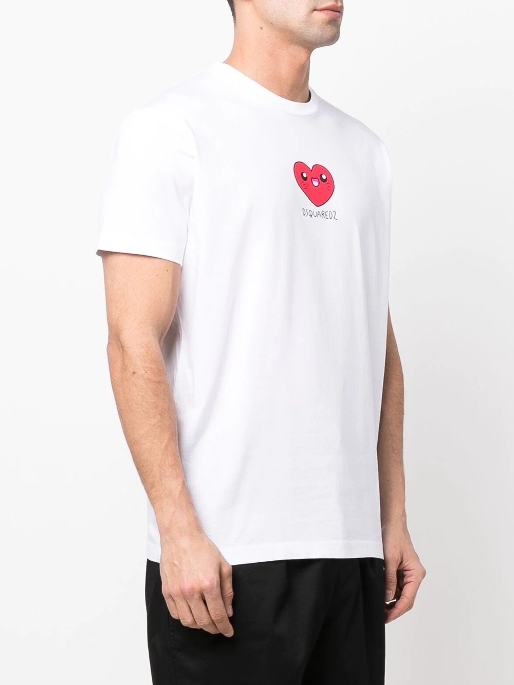 heart-motif logo cotton T-shirt - 3