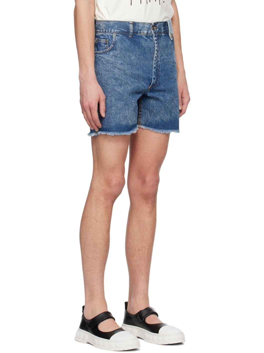Blue Five-Pocket Denim Shorts - 2