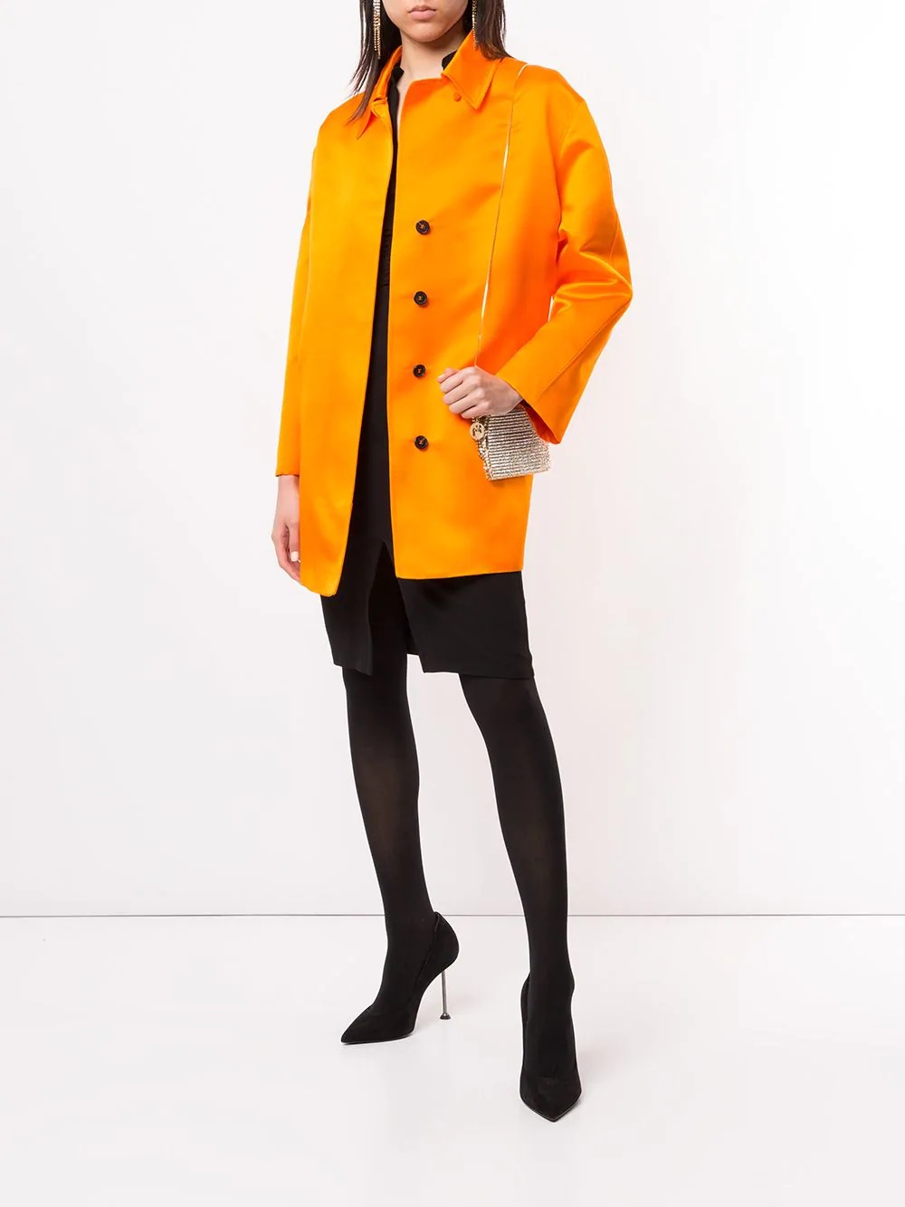 silk mid-length coat - 2