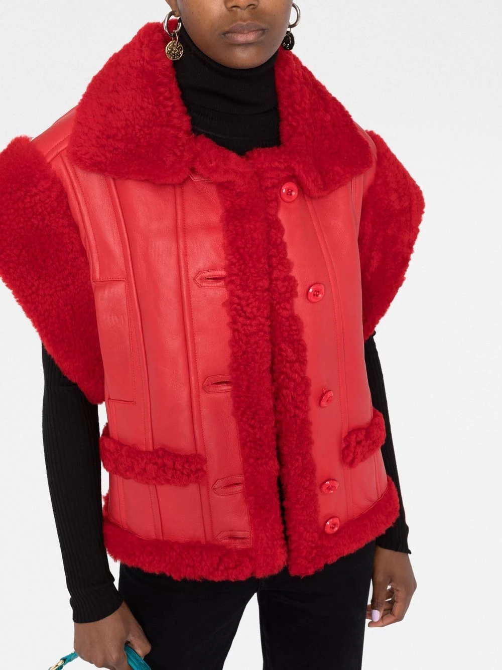 Gothic Plein buttoned shearling vest - 3