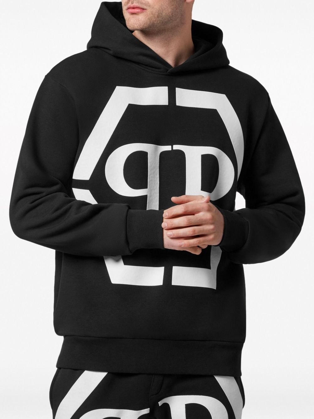 logo-print cotton-blend hoodie - 2