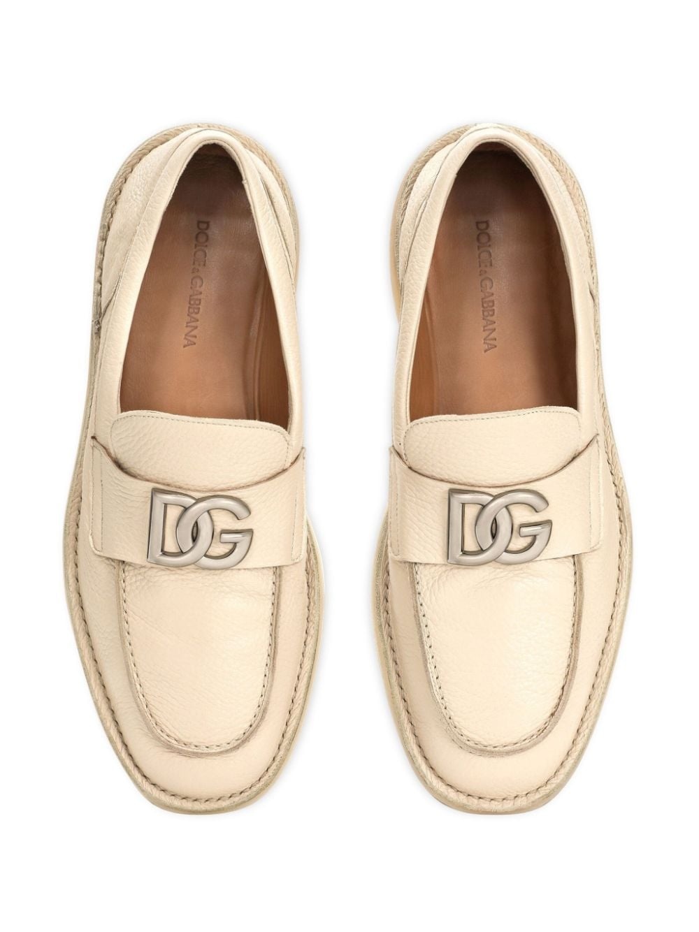 logo-plaque leather loafers - 4