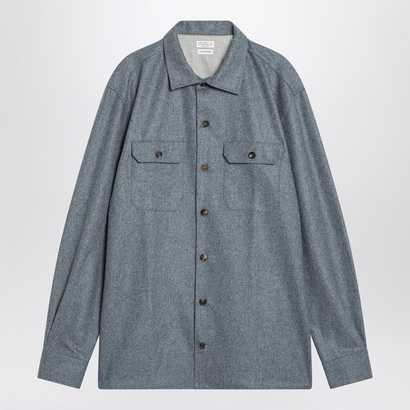 Brunello Cucinelli Shirt Grey Cloud In Wool Men - 1