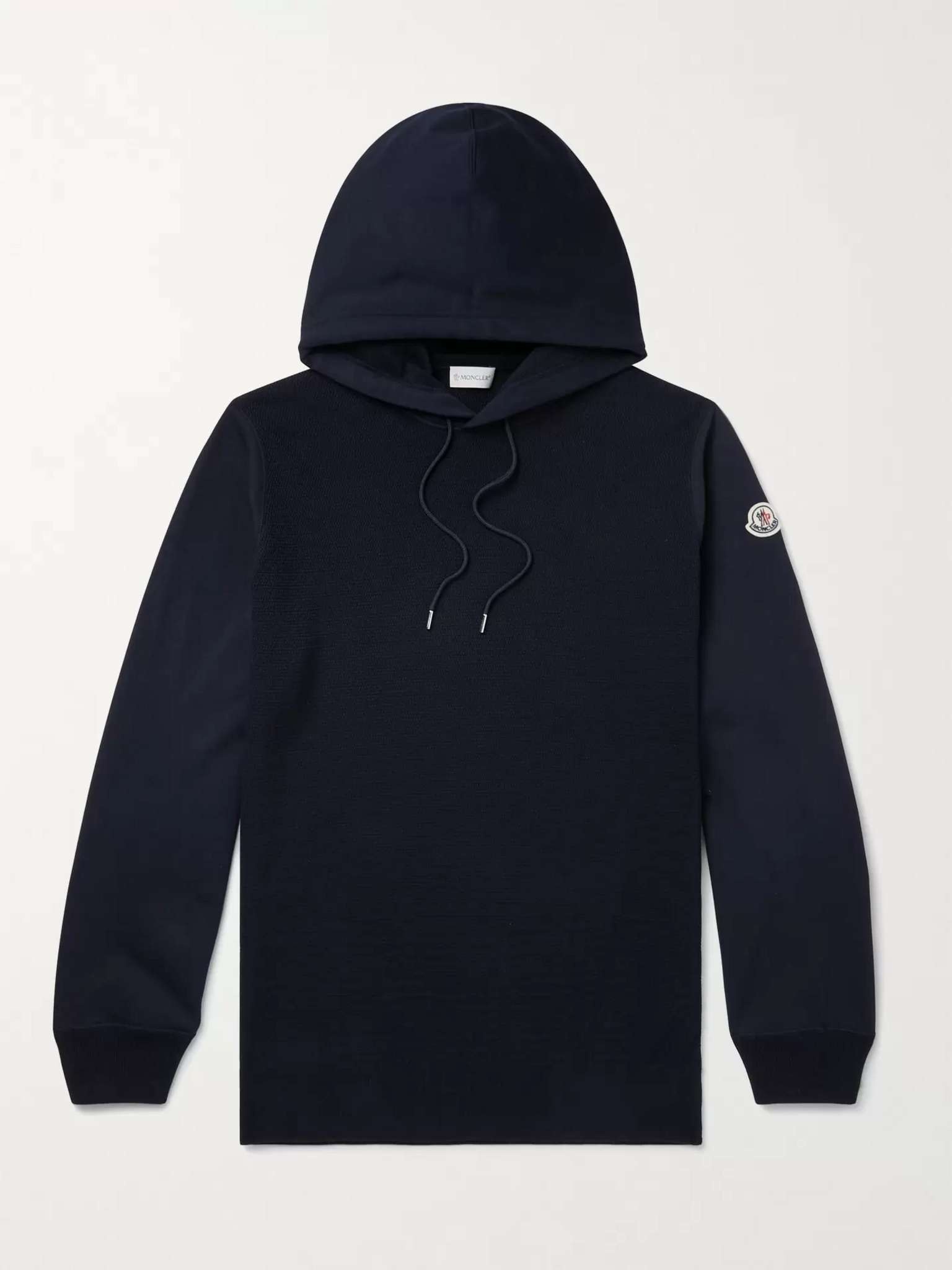 Logo-Appliquéd Panelled Fleece-Back Cotton-Jersey Hoodie - 1