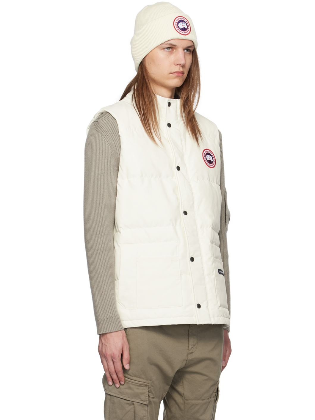 White Freestyle Crew Down Vest - 2