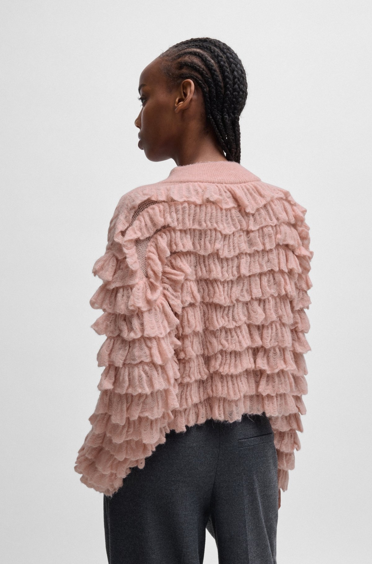 OVERSIZE-FIT MOCK-NECK SWEATER WITH FRILLED STRUCTURE - 4