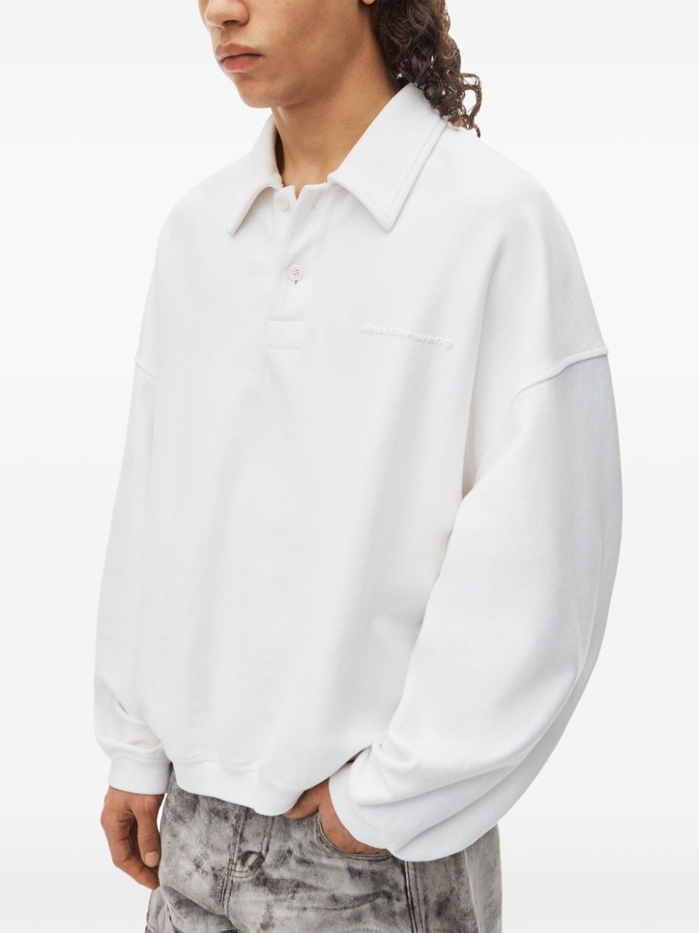 logo-embossed cotton polo shirt - 3