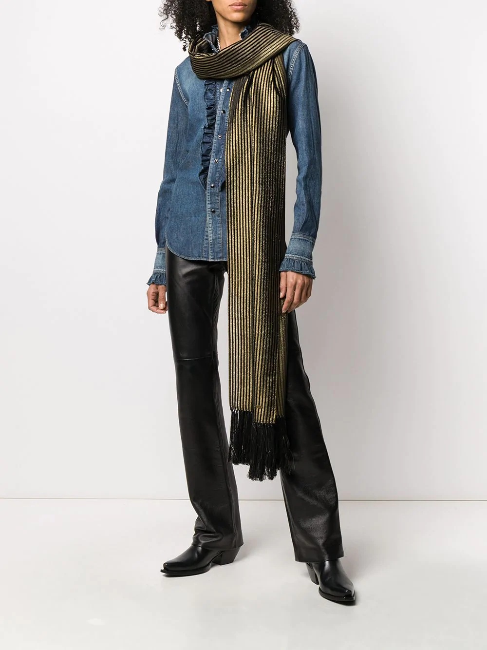 lamé fringed long scarf - 2