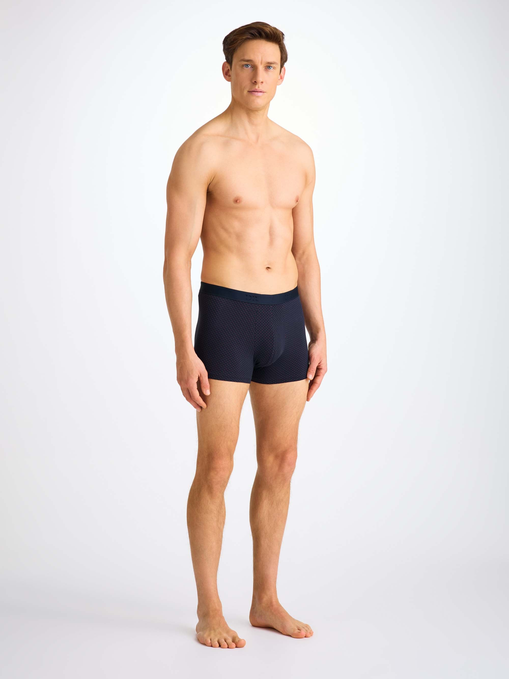 Men's Boxer Briefs Cotton Navy Micro Dot Print - 4