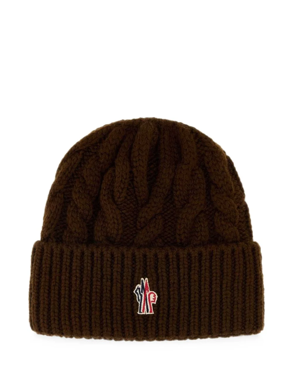 cable-knit logo-patch beanie hat - 1