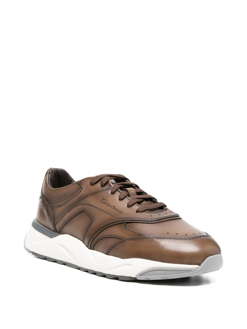 Santoni panelled leather sneakers outlook