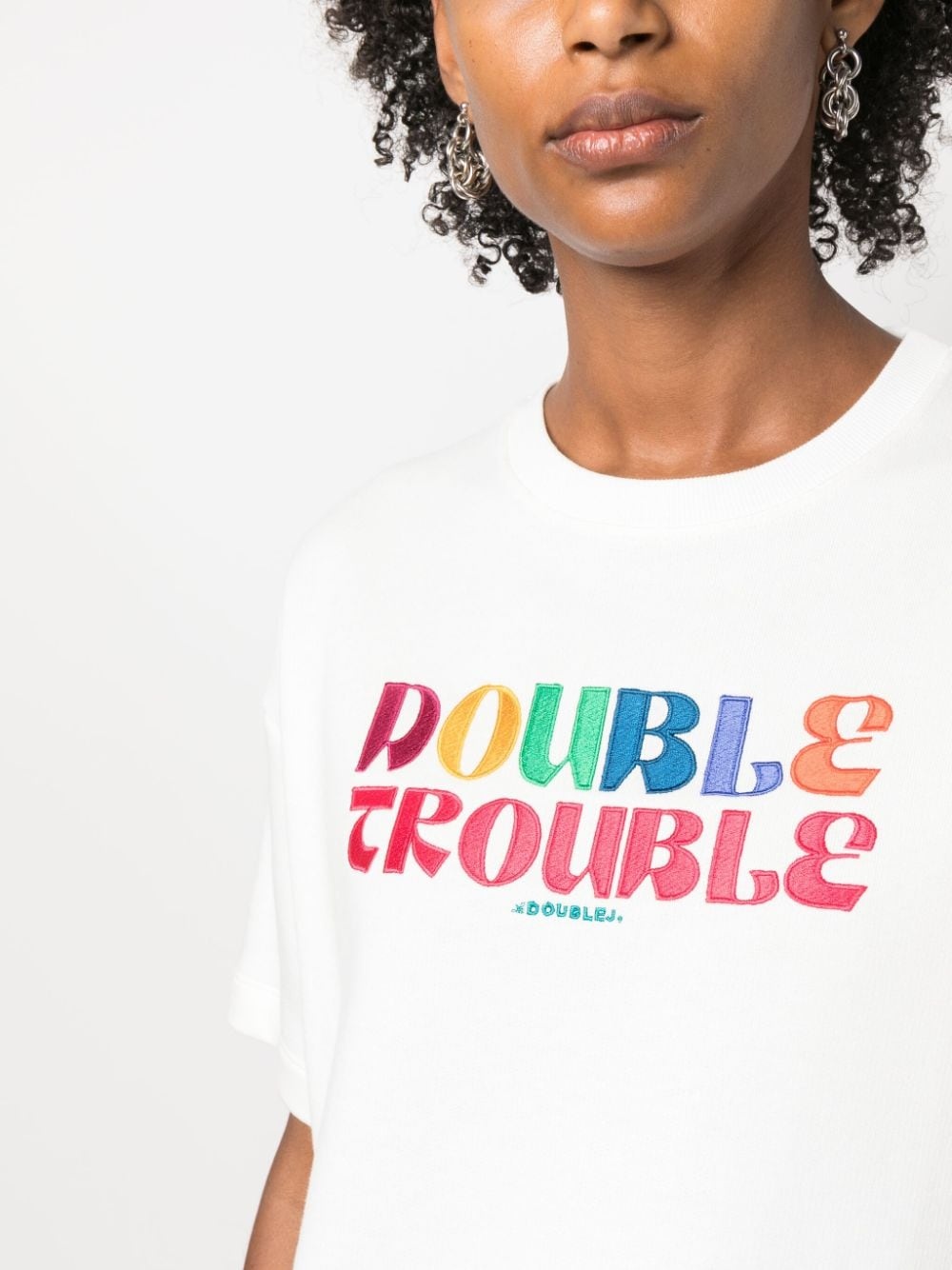 Discman slogan-embroidered cotton T-shirt - 5
