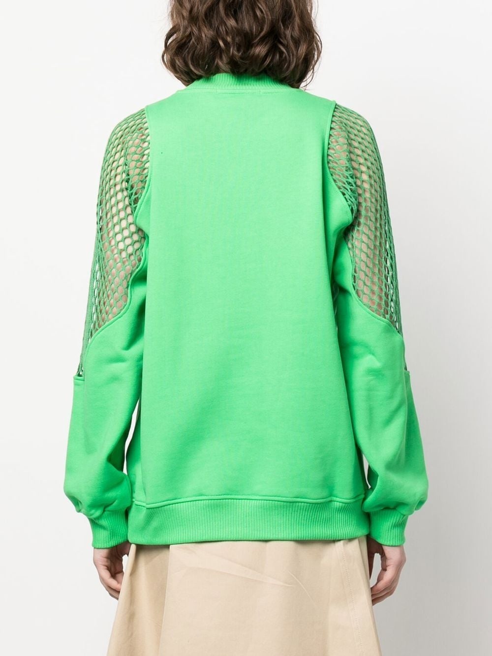 mesh-detail crew neck sweatshirt - 4
