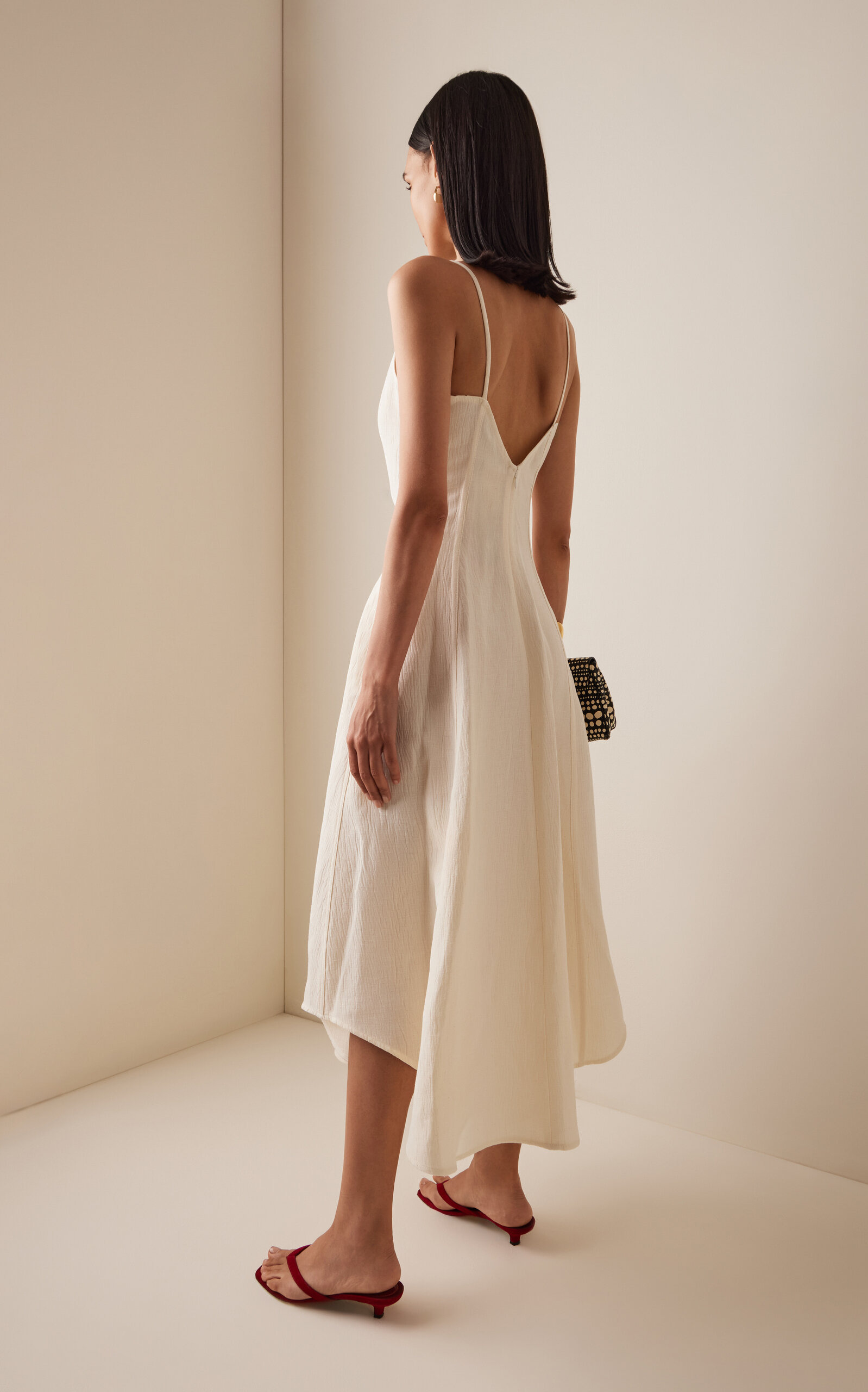Elaine Cotton-Linen Midi Dress ivory - 4