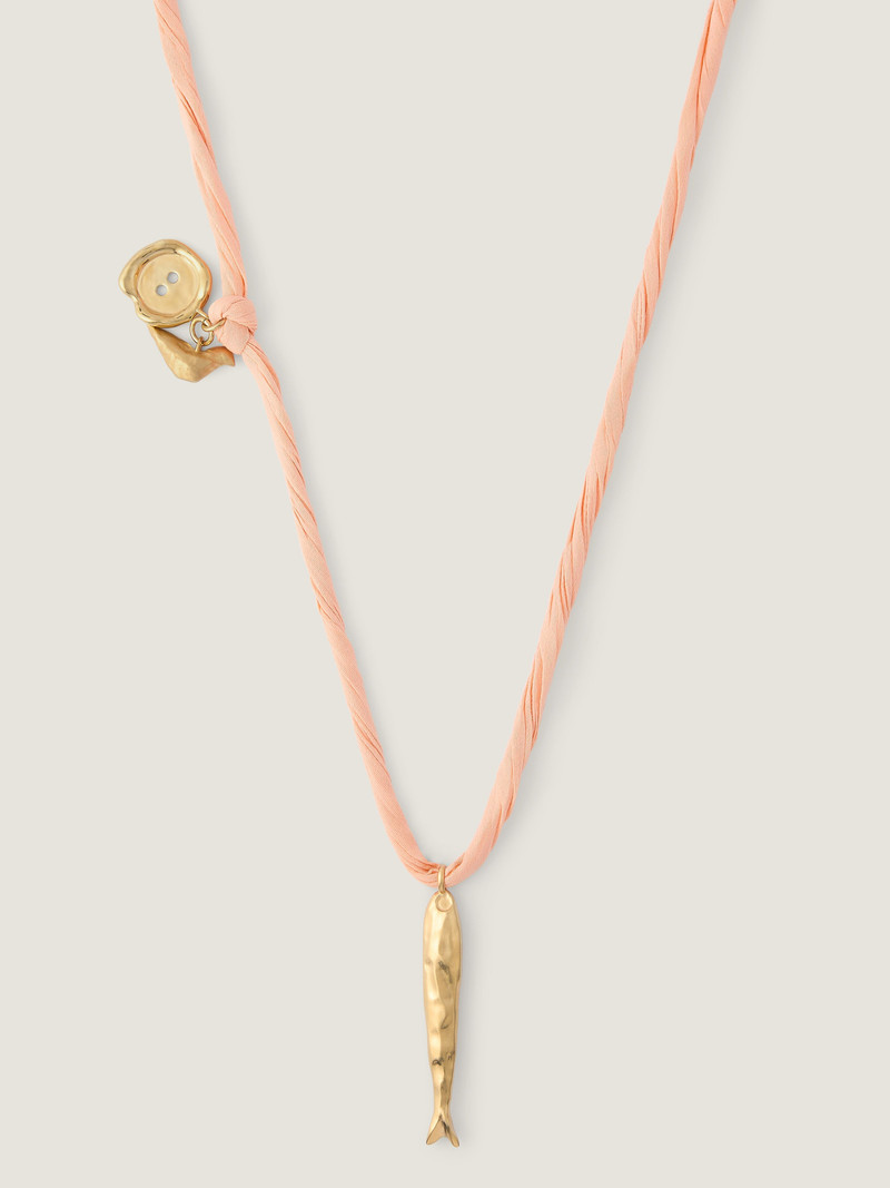 LUCKY CHARMS NECKLACE IN SILK AND METAL 3