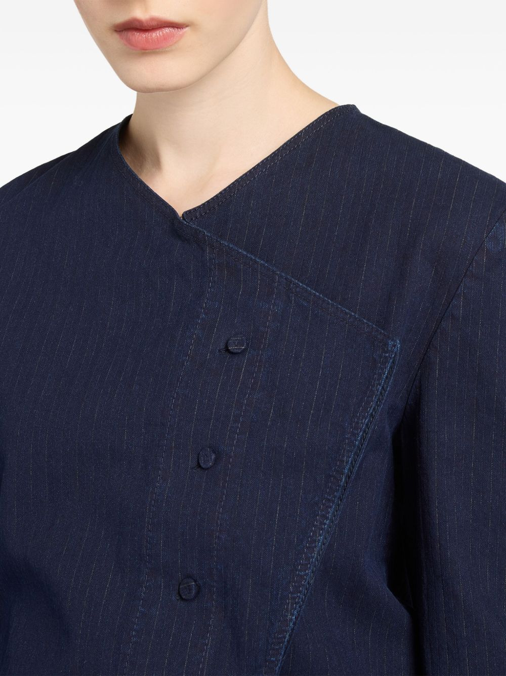 pinstripe asymmetrical shirt - 4