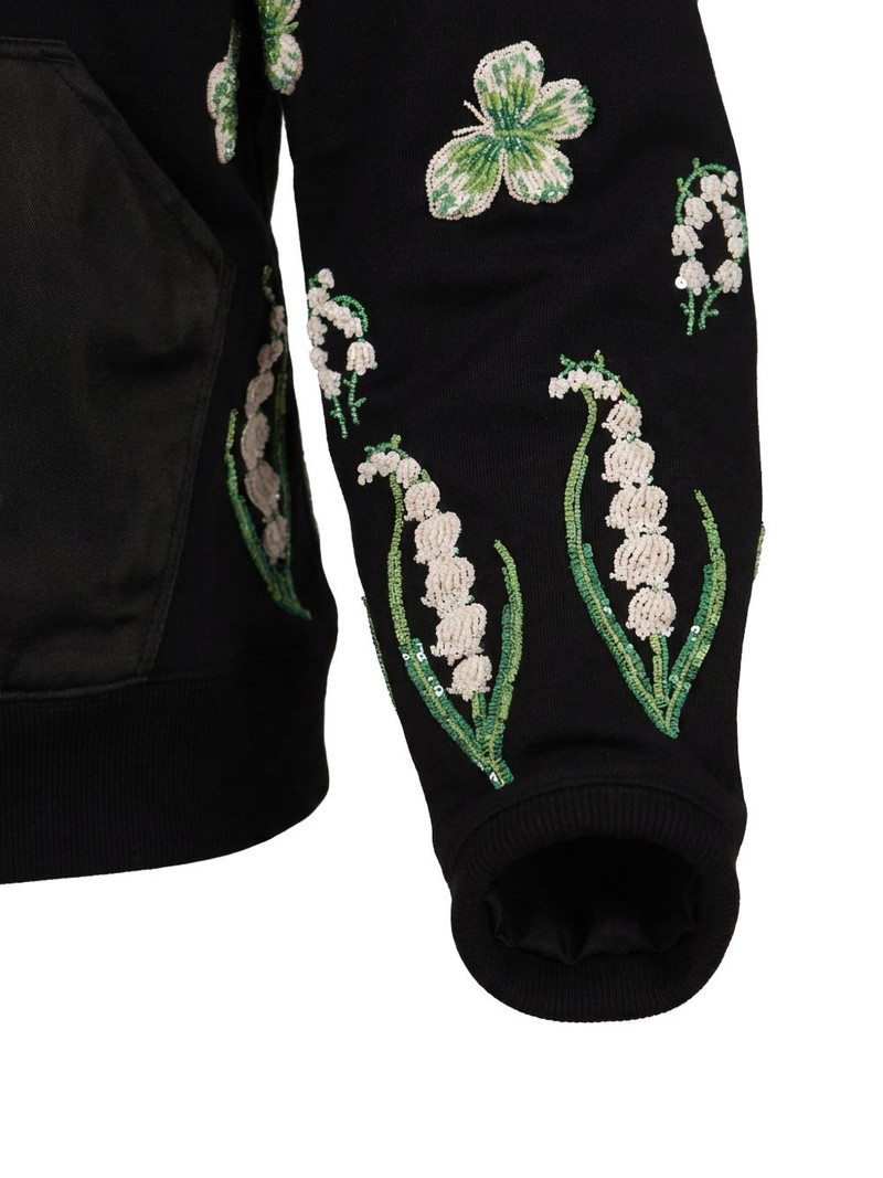 floral-appliqué zip-up hoodie 3