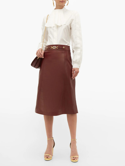 GUCCI French Plongé leather A-Line skirt outlook