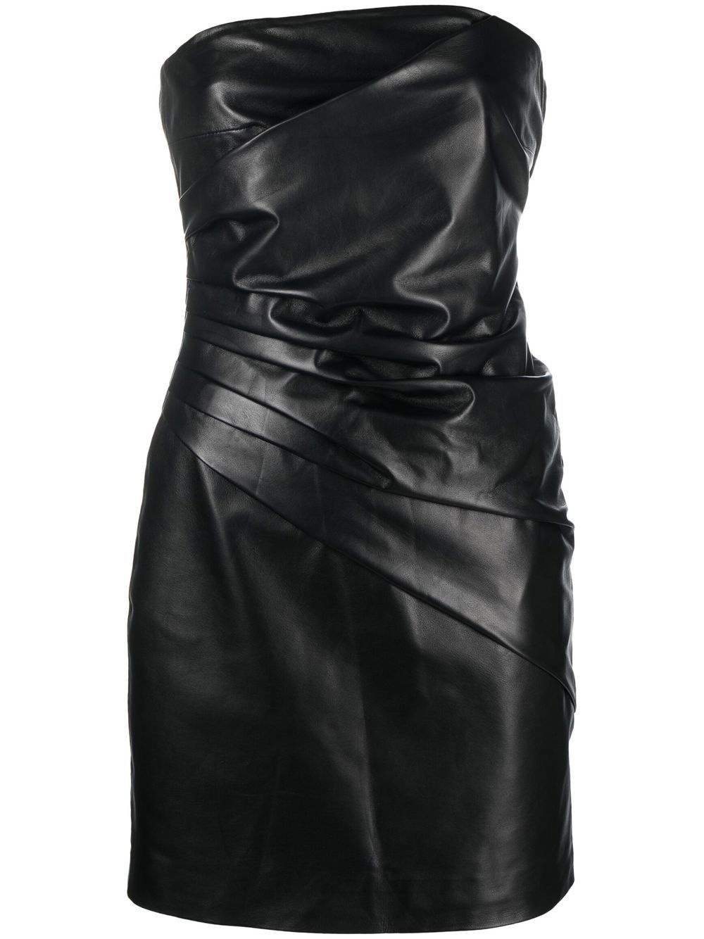 leather strapless mini dress - 1