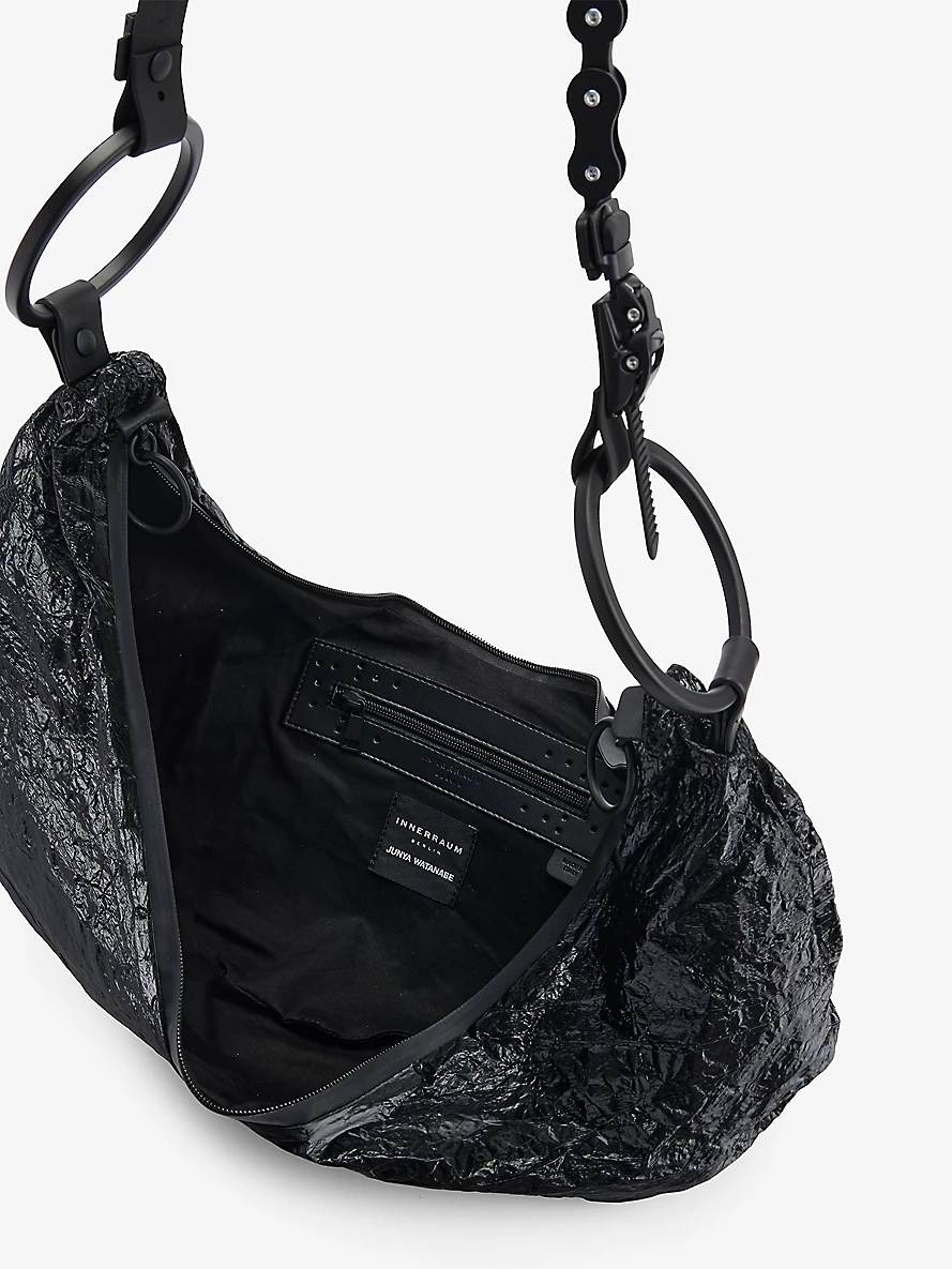 Junya Watanabe x Innerraum large crinkle-textured coated-canvas cross-body bag - 4