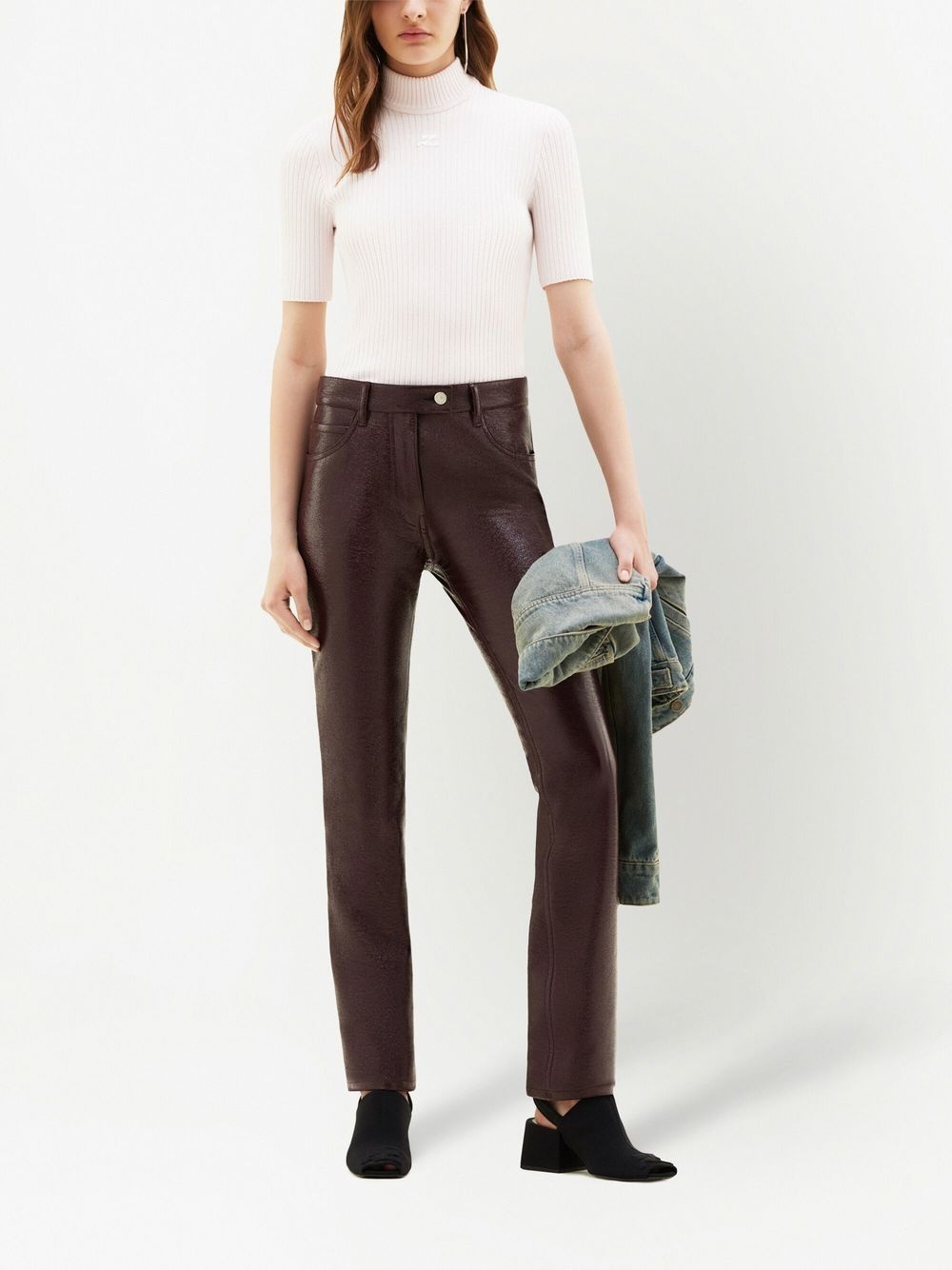slim-fit vinyl trousers - 2