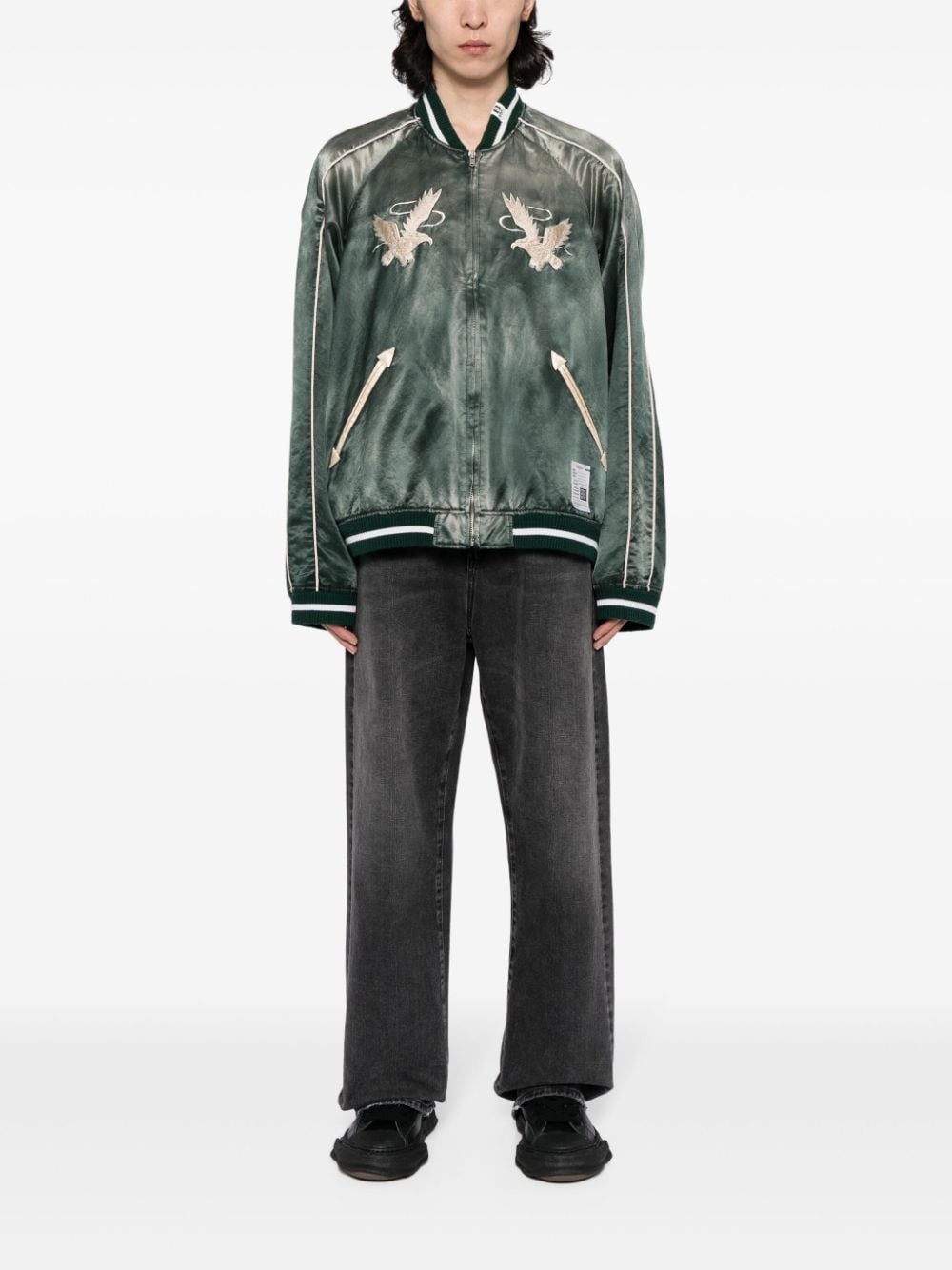 embroidered satin bomber jacket - 2