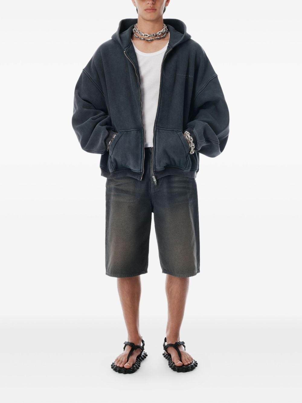 logo-print zip-up hoodie - 3