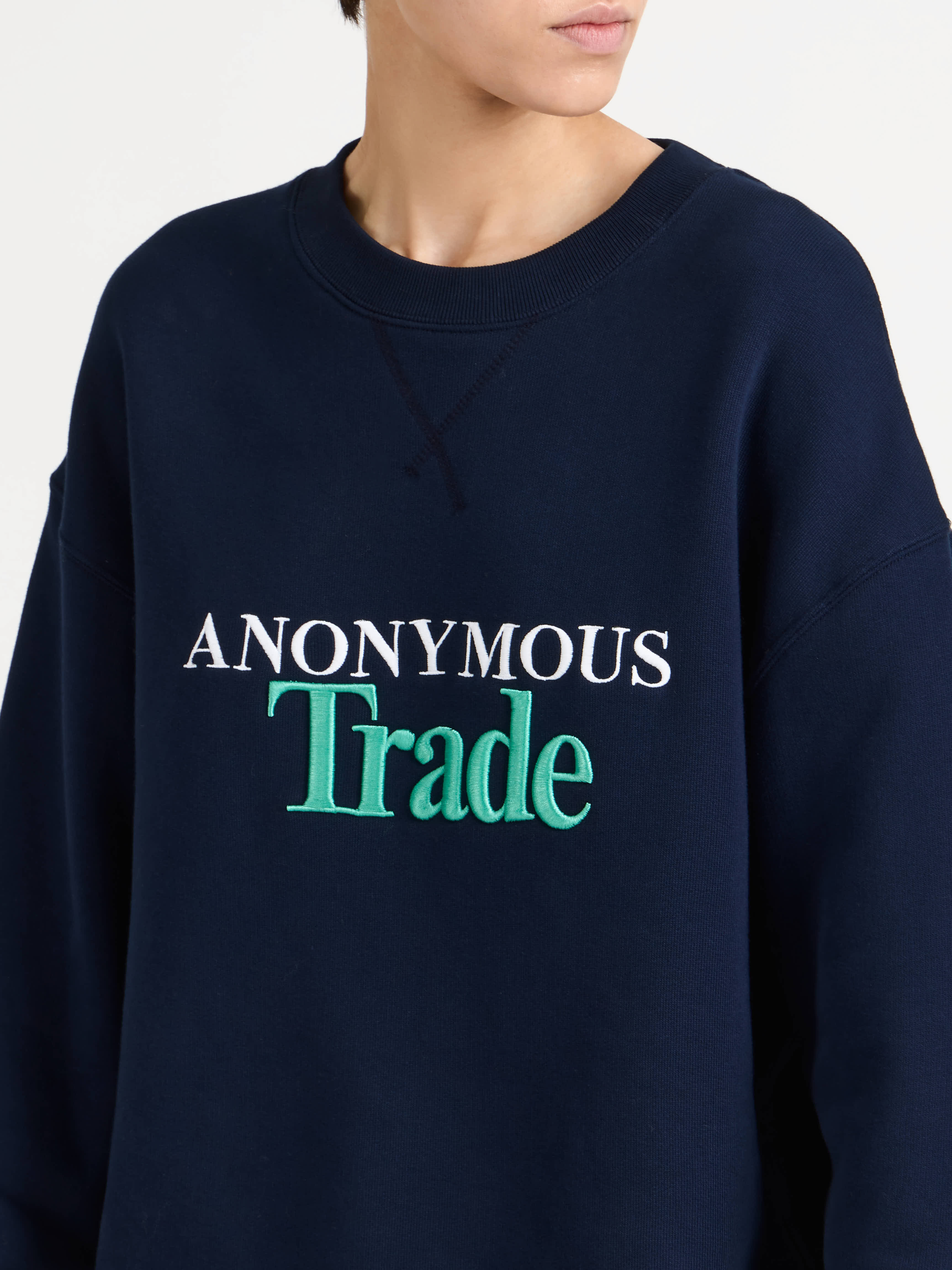 WOMENS 'ANONYMOUS TRADE' SWEATSHIRT IN NAVY - 9