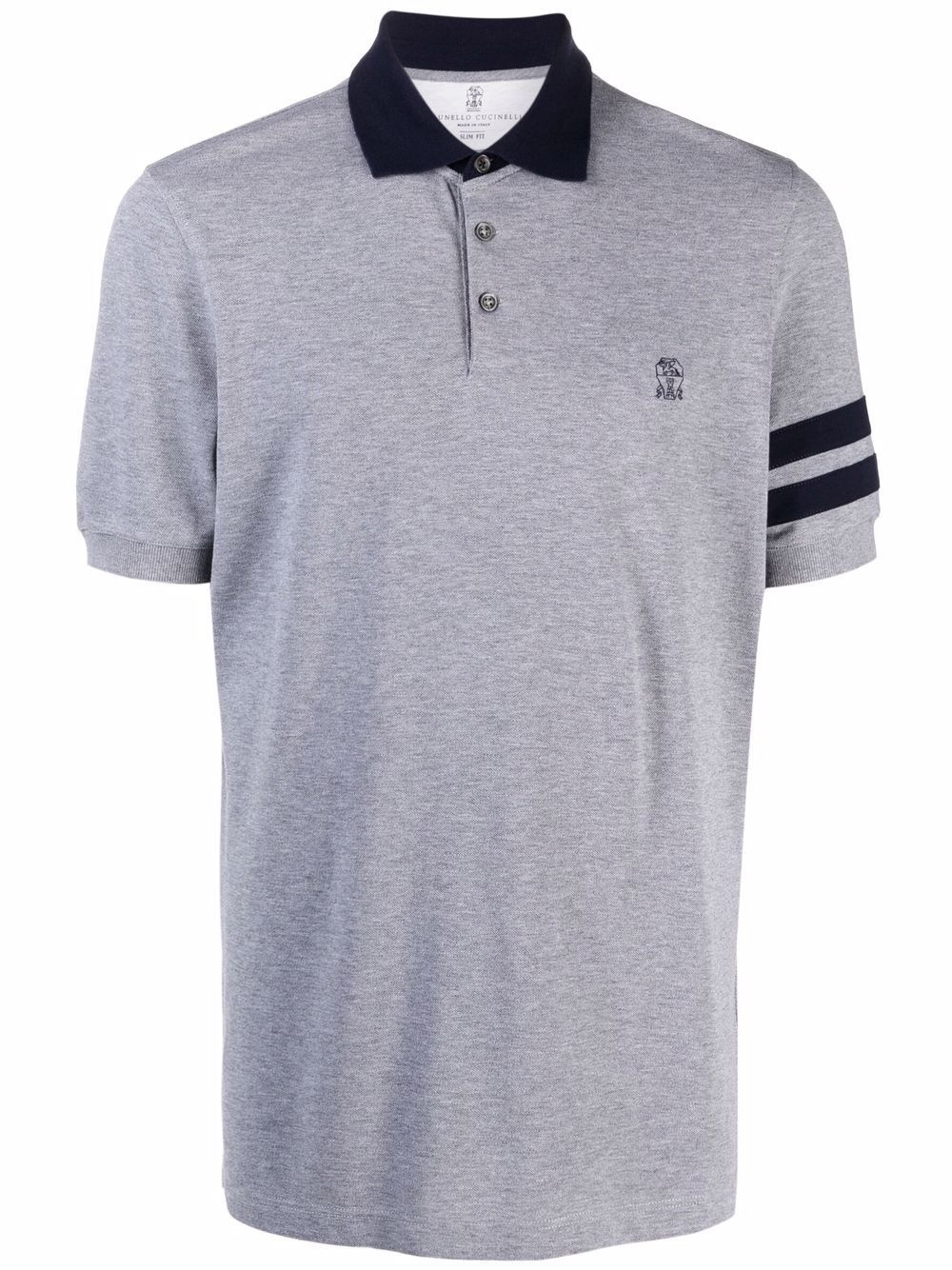 stripe-trim cotton polo shirt - 1