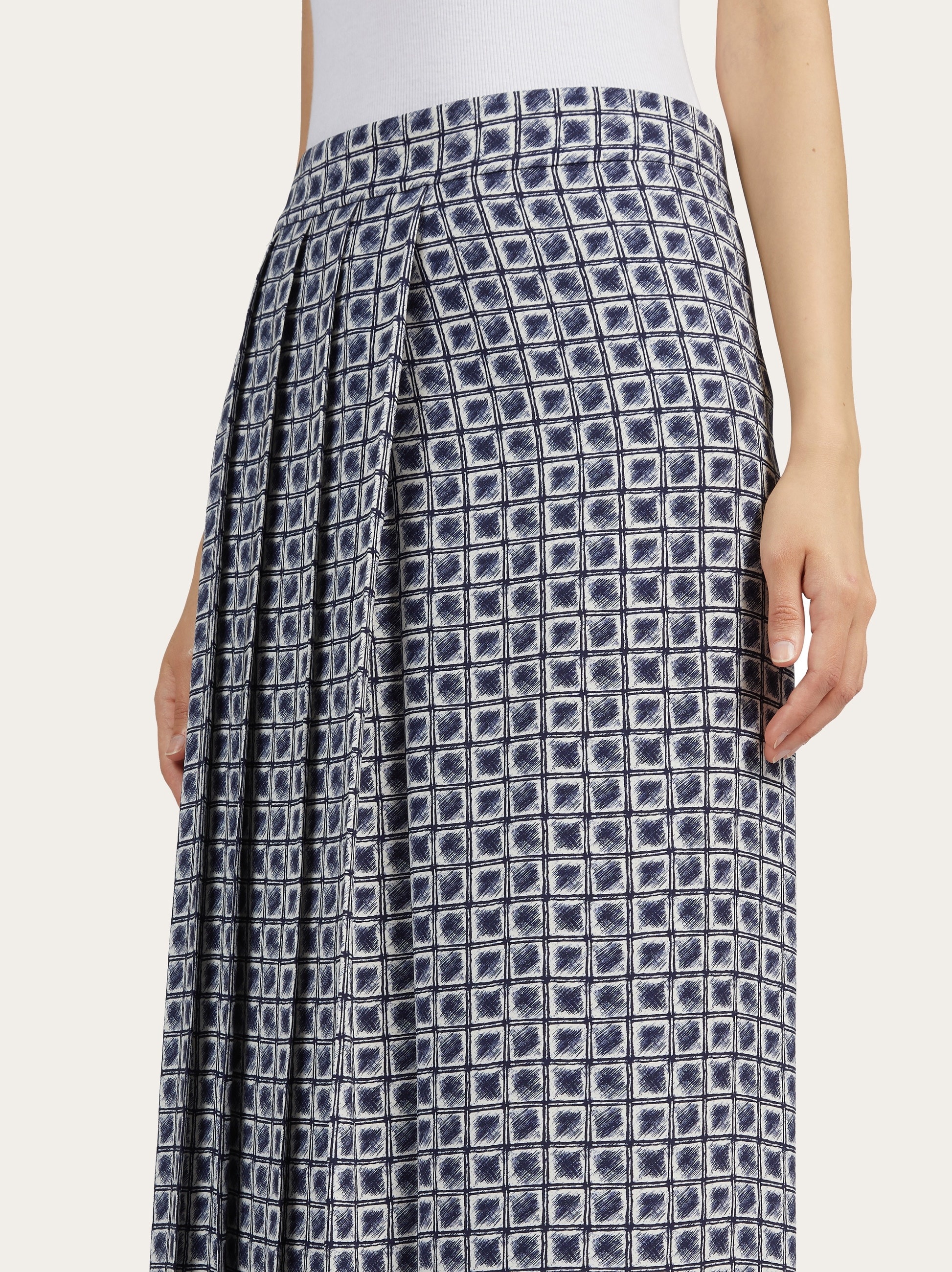 Printed check midi skirt - 5