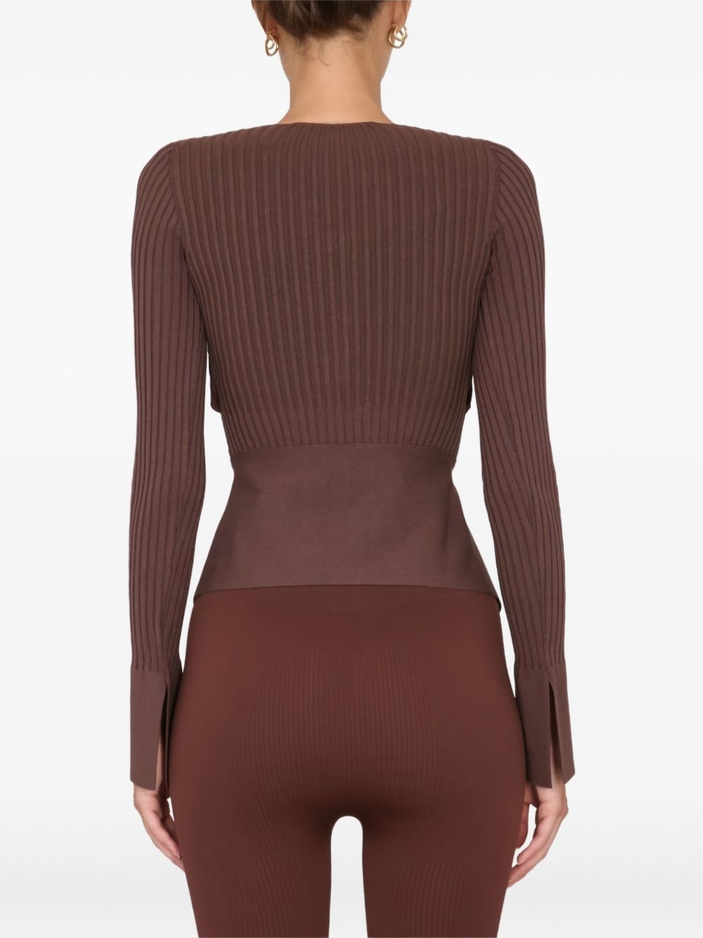 tie-front ribbed top - 4