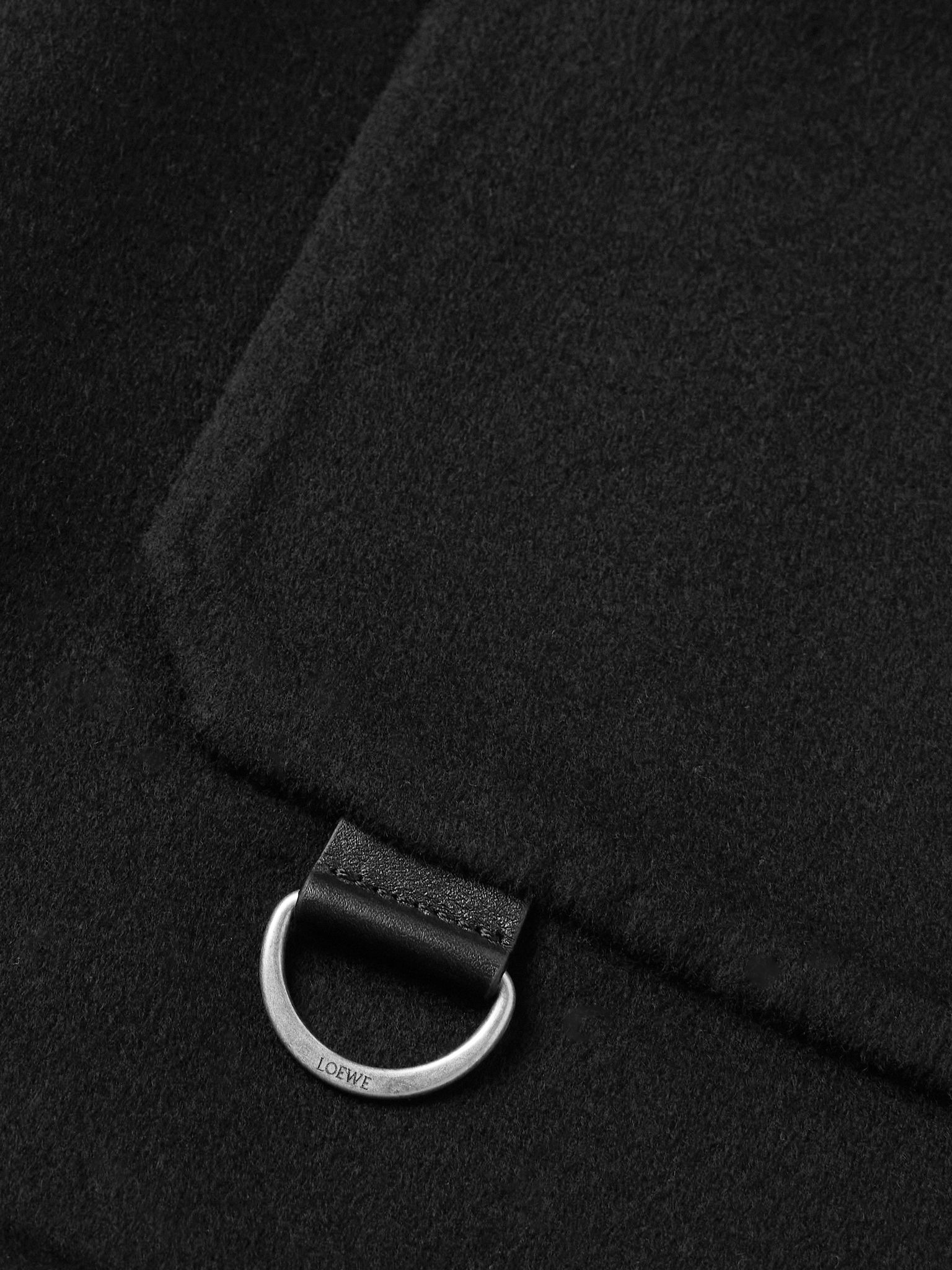 Leather-Trimmed Wool and Cashmere-Blend Overshirt Black - 5