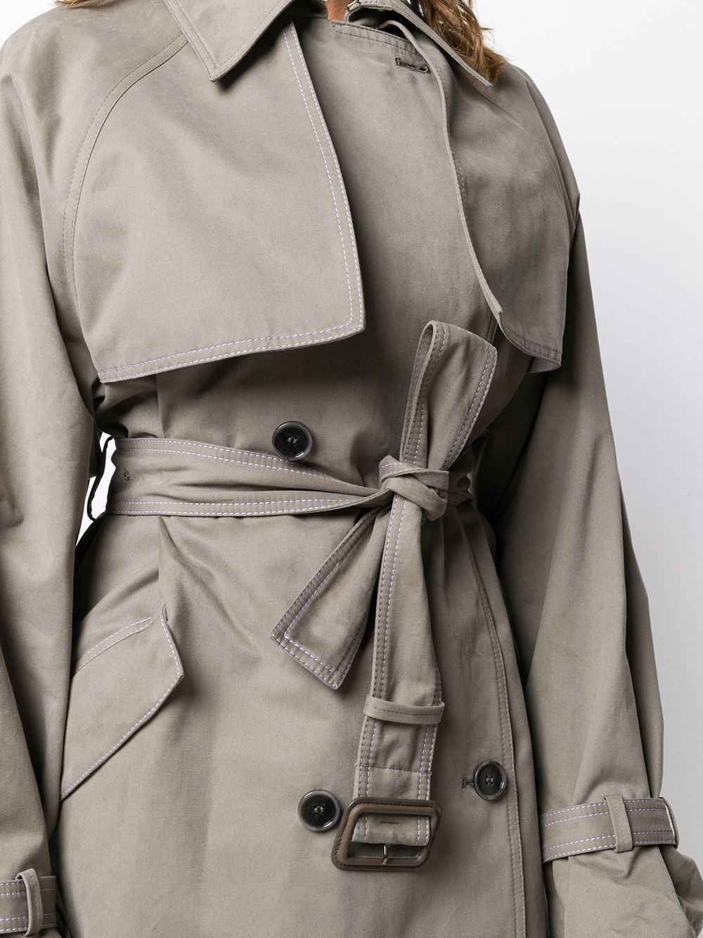 double-breasted belted trench coat - 5