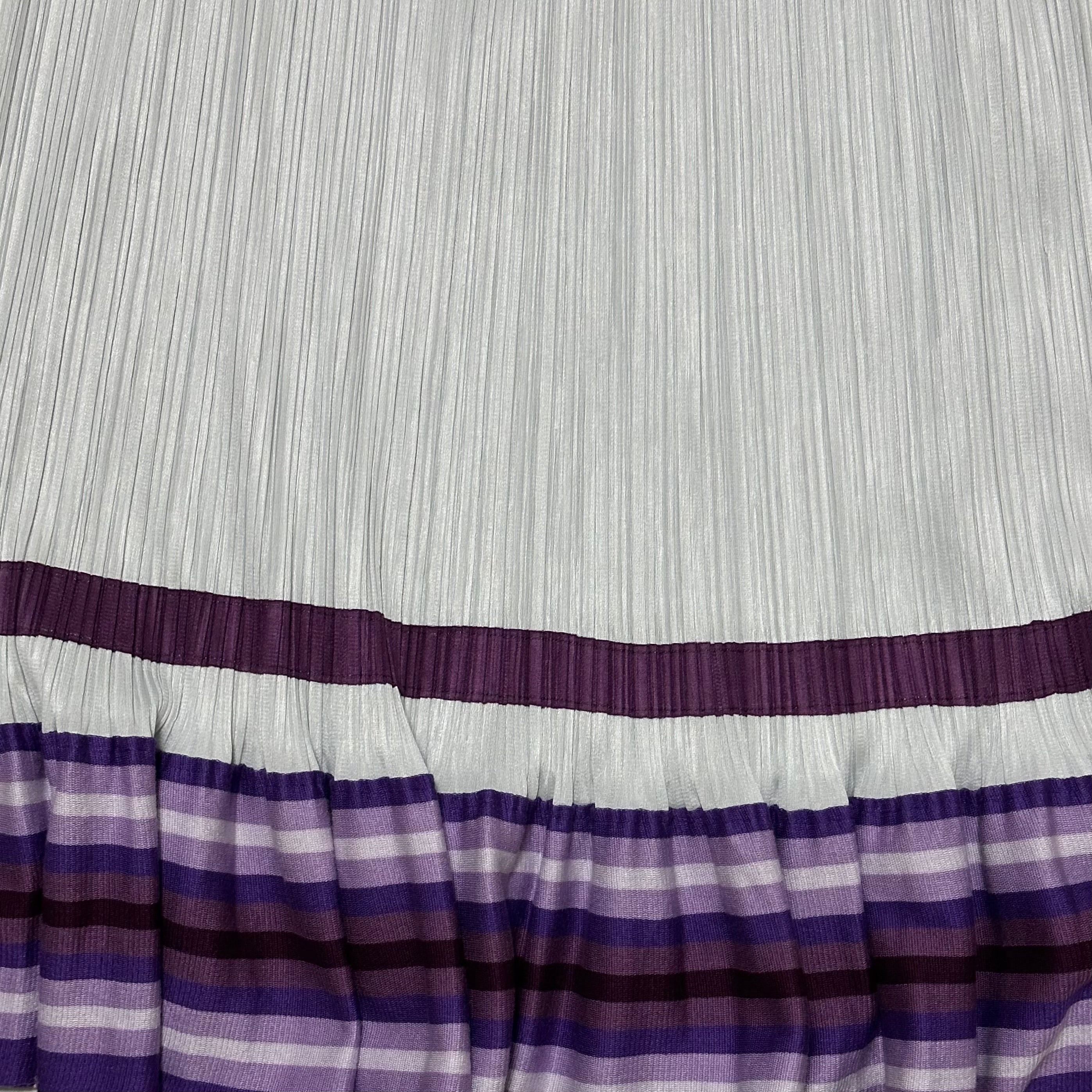 PLEATS PLEASE ISSEY MIYAKE Striped Knit Trim Midi Skirt - 5