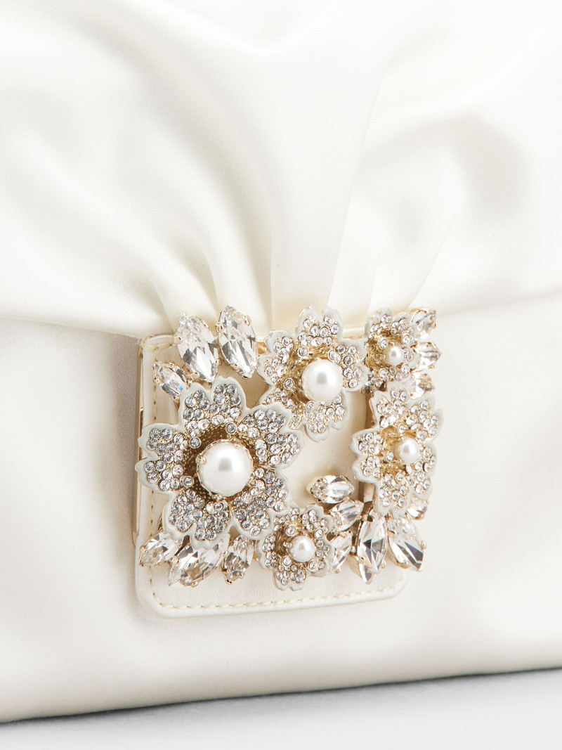 RV Drapé Bouquet Pearl Strass Buckle Mini Bag in Satin 6