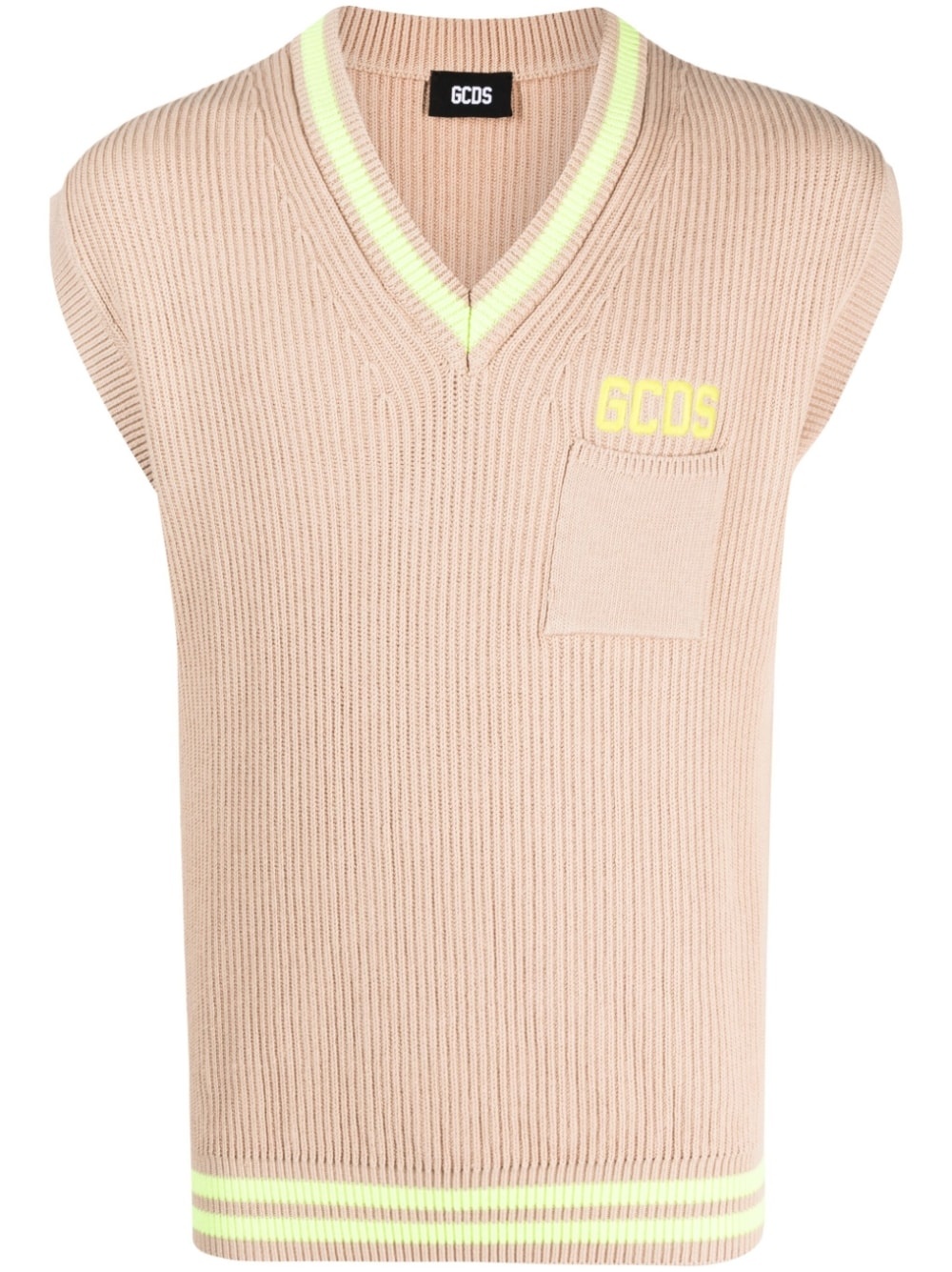 logo-intarsia v-neck knit vest - 1