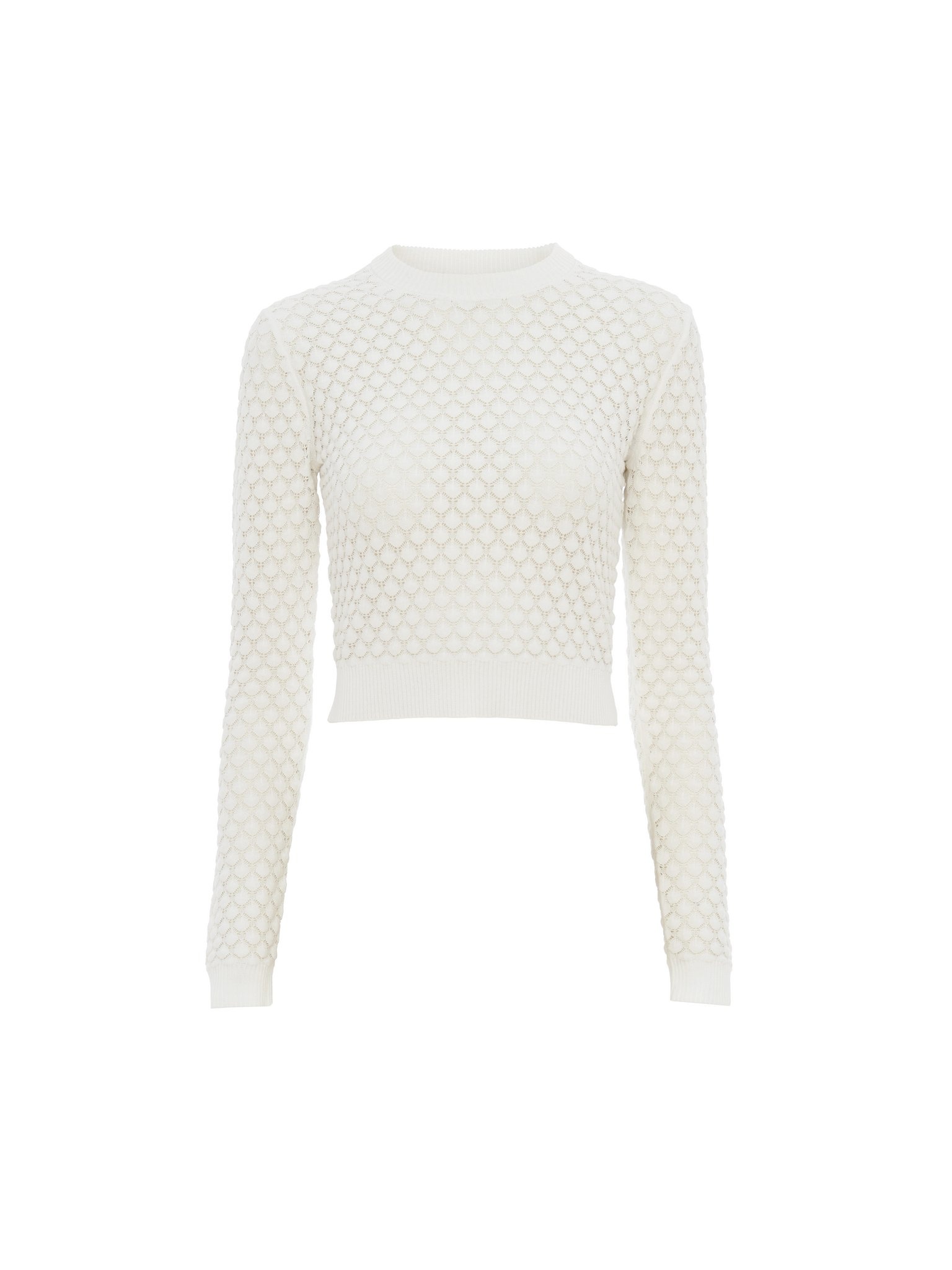 CROPPED SWEATER IN COTTON POINTELLE KNIT - 1