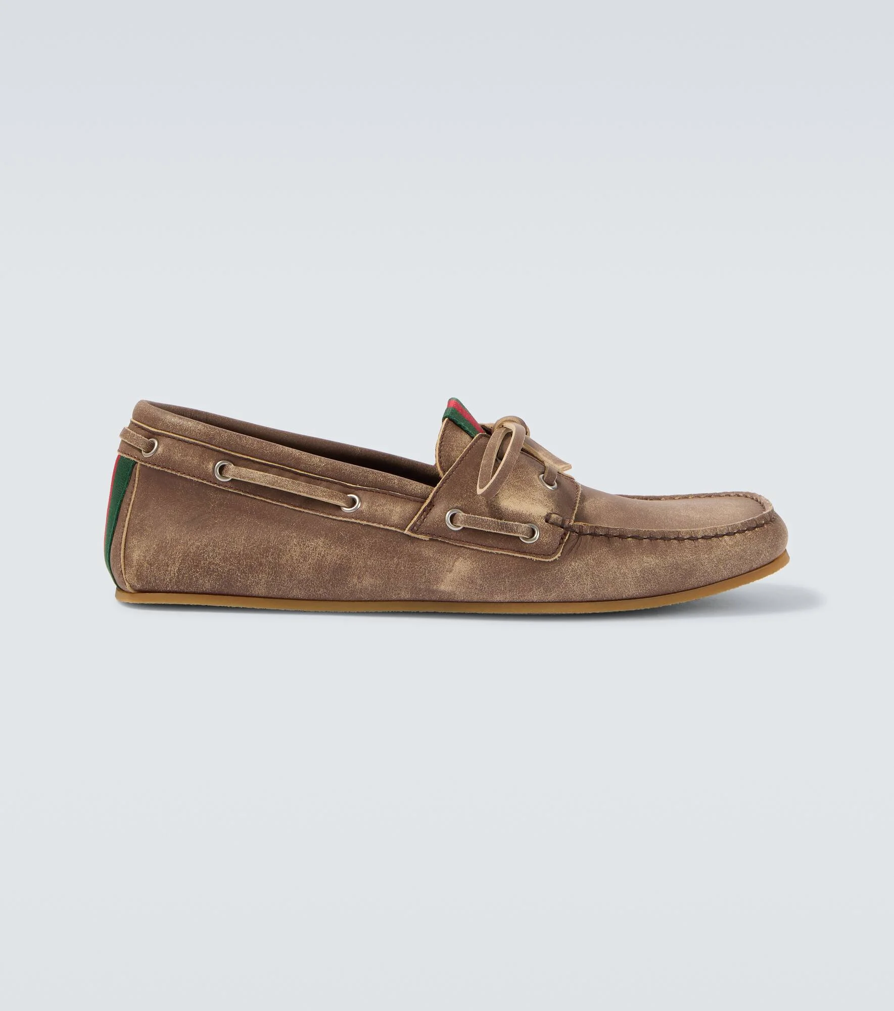 Web Stripe leather boat shoes - 1
