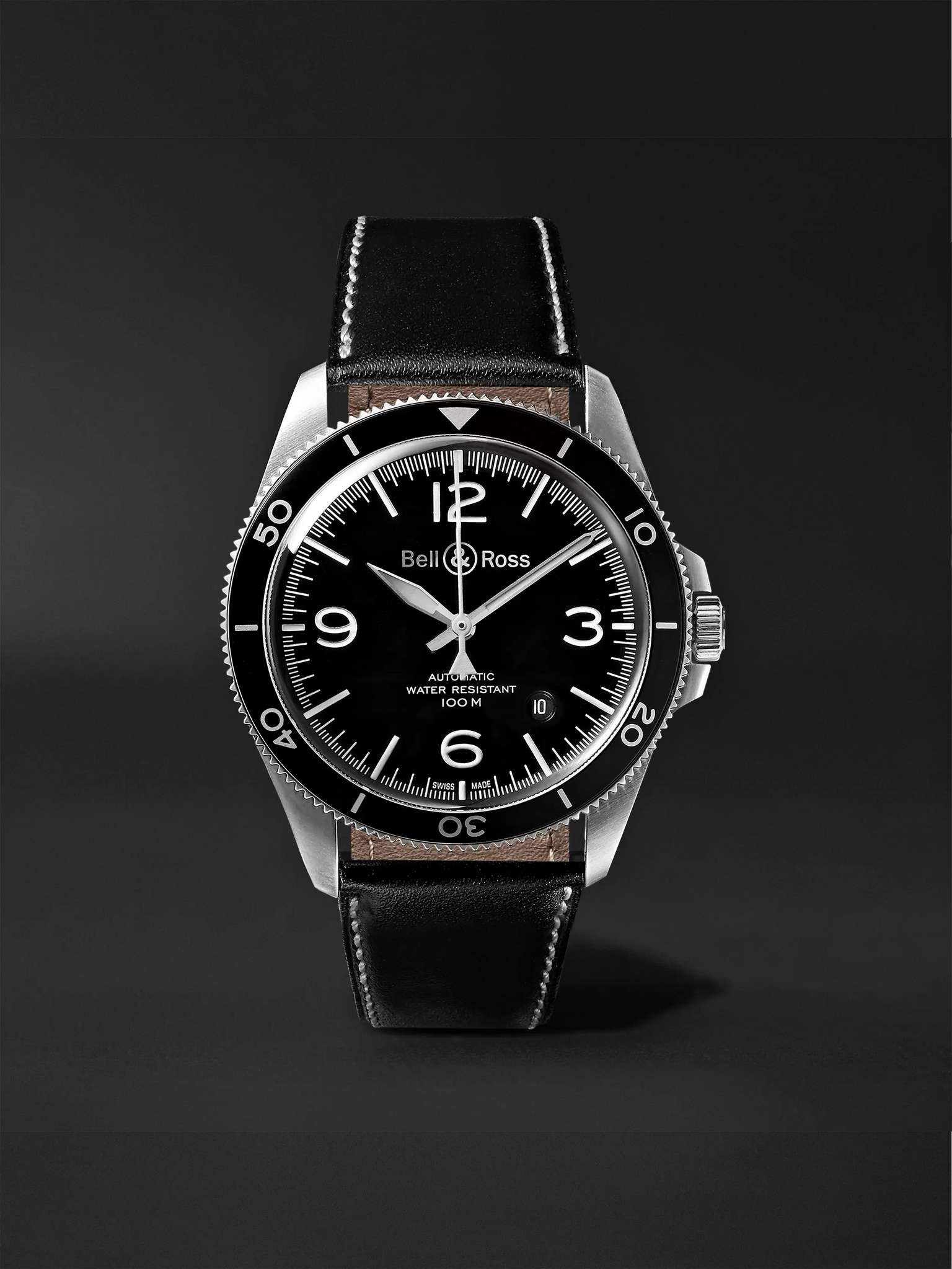 BR V2-92 Automatic 41mm Stainless Steel and Leather Watch, Ref. No. BRV292-­‐BL-­‐ST/SCA - 1