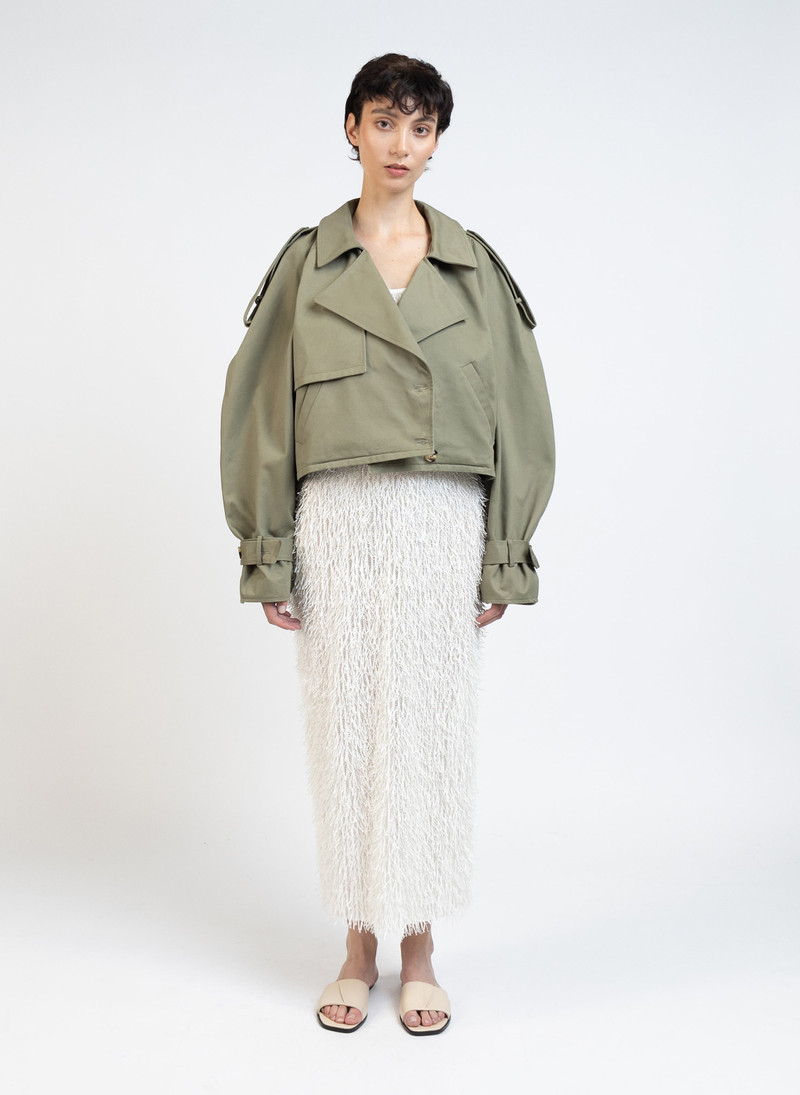 Cropped Trench Coat/Khaki 1