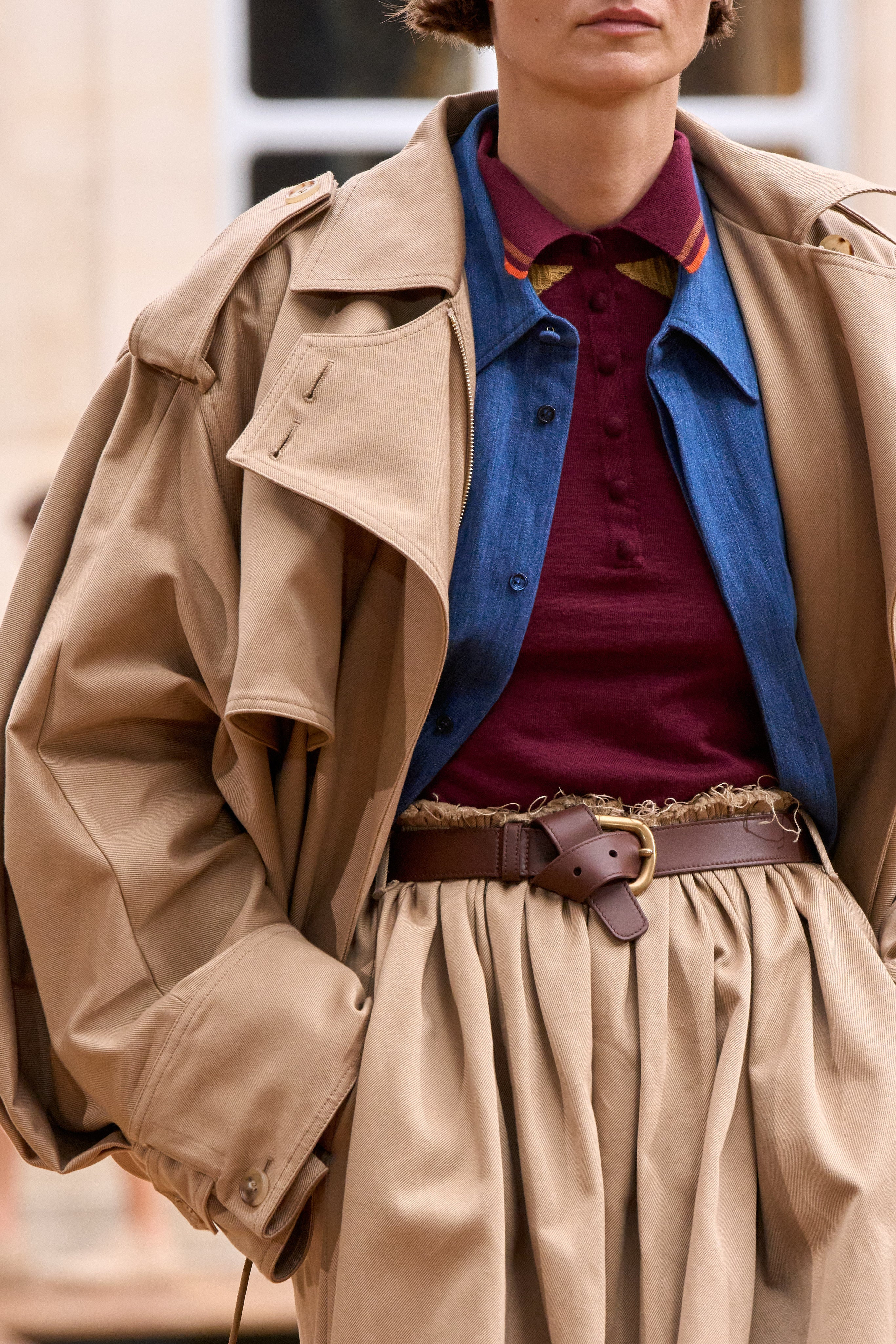 Hunt Oversized Trench Jacket in Camel Sea Island Cotton Twill - 3