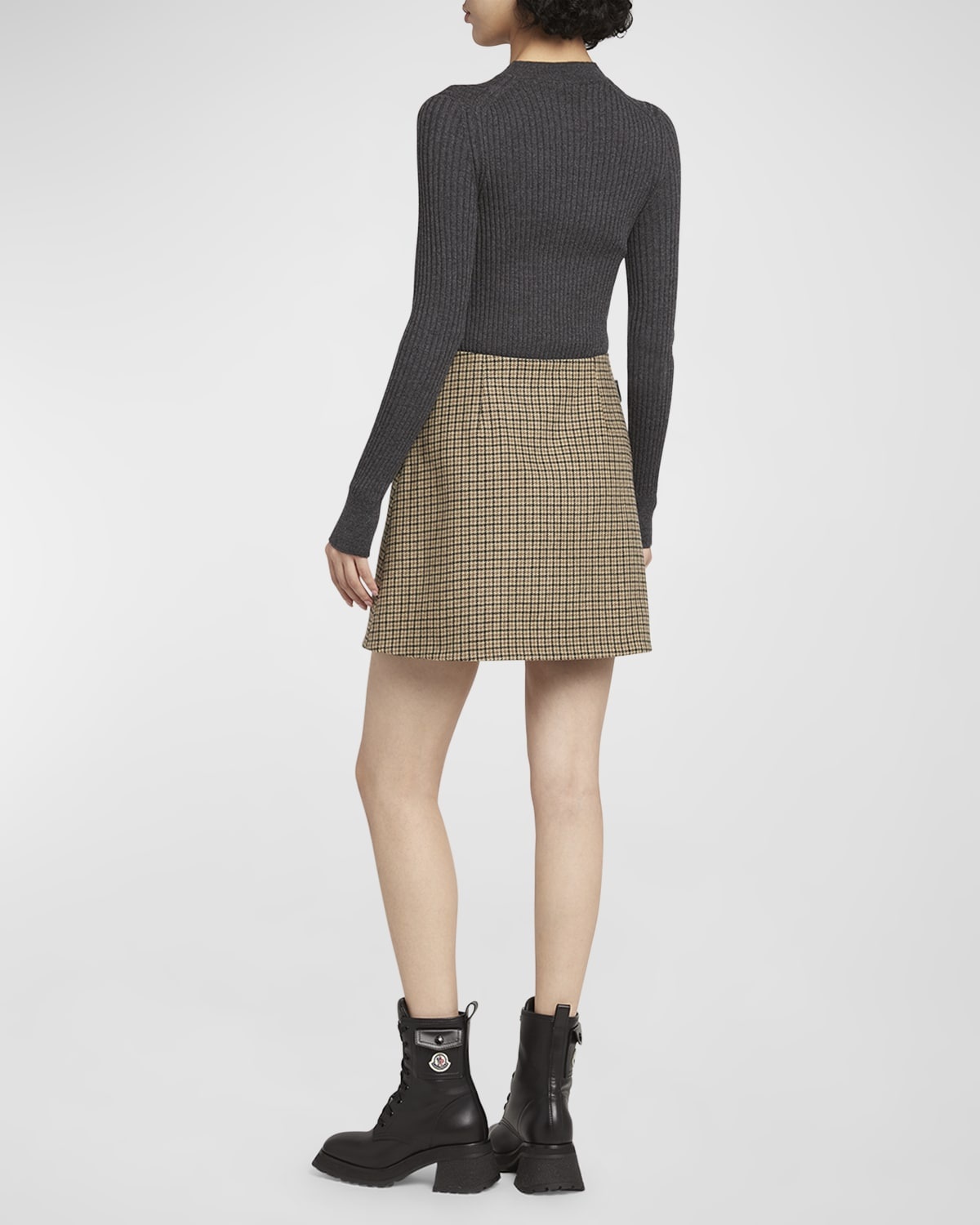 Houndstooth Plaid Mini Skirt - 4