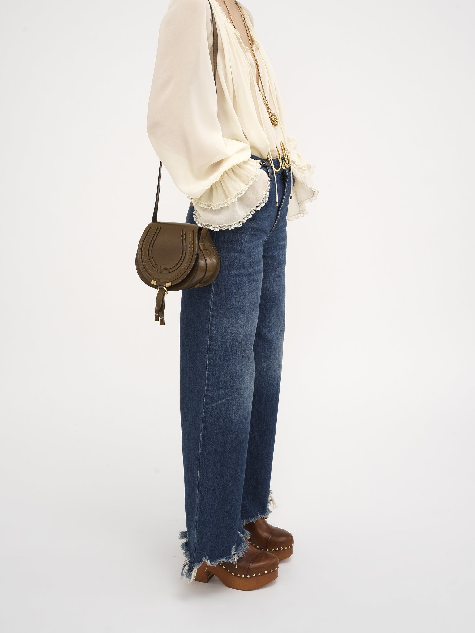 SMALL MARCIE SADDLE BAG IN SHINY LEATHER - 7