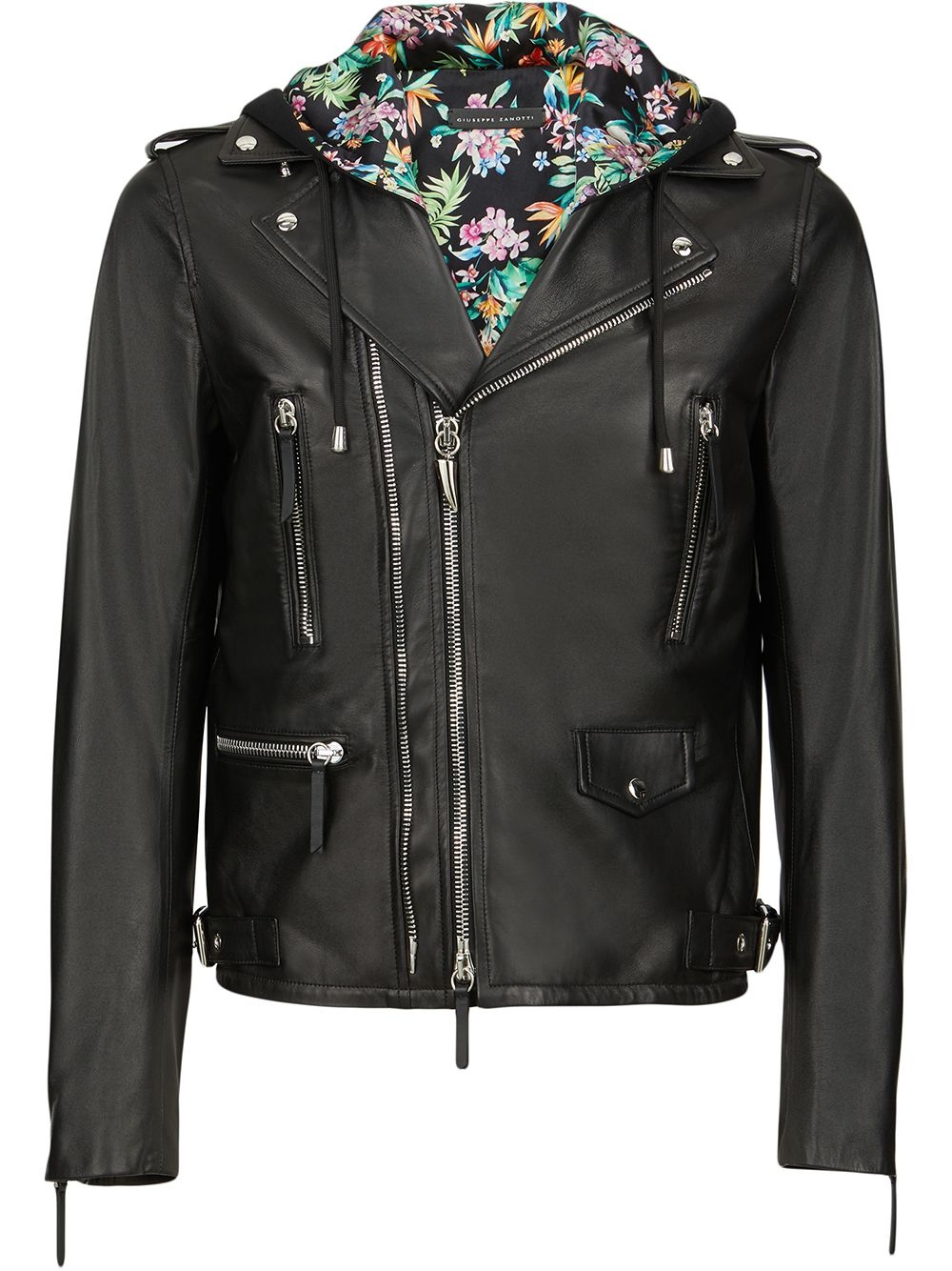 floral-lining biker jacket - 1