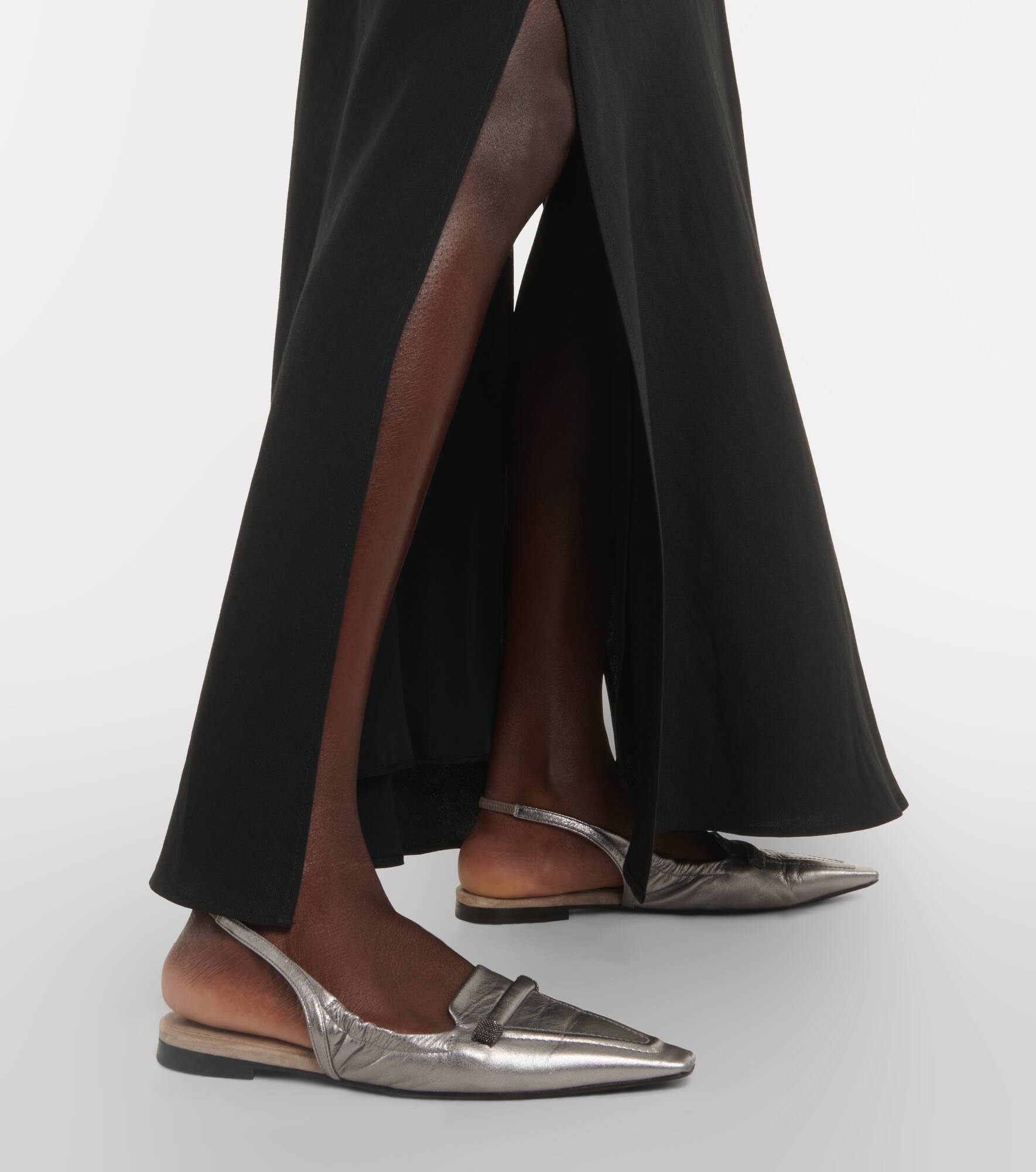 Metallic leather slingback flats - 4