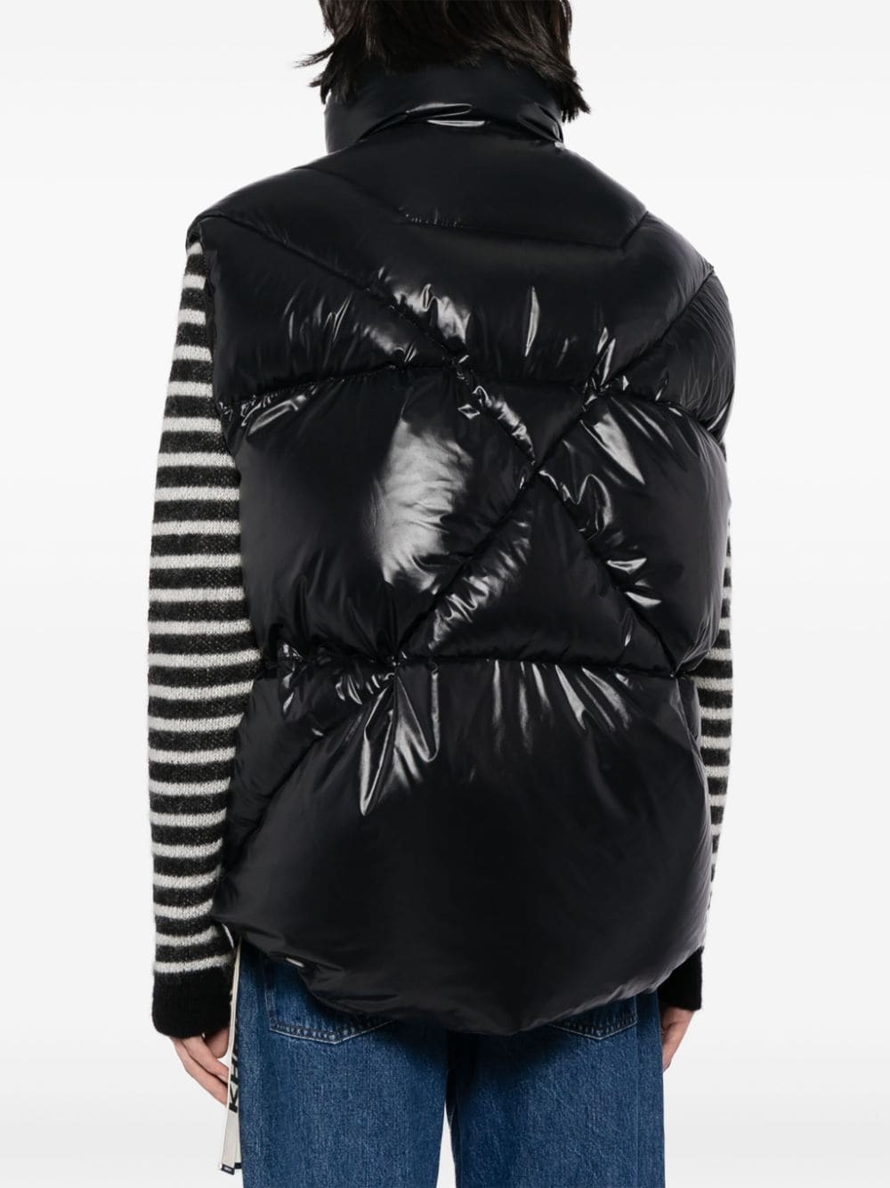 logo-tape shiny puffer gilet - 4