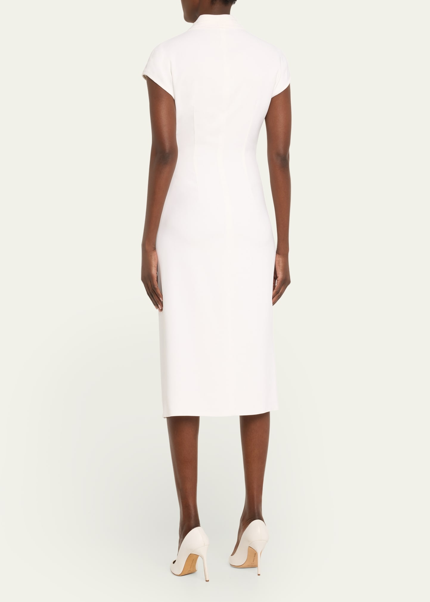 Silk Wrap Midi Dress wIth Tie Detail - 3